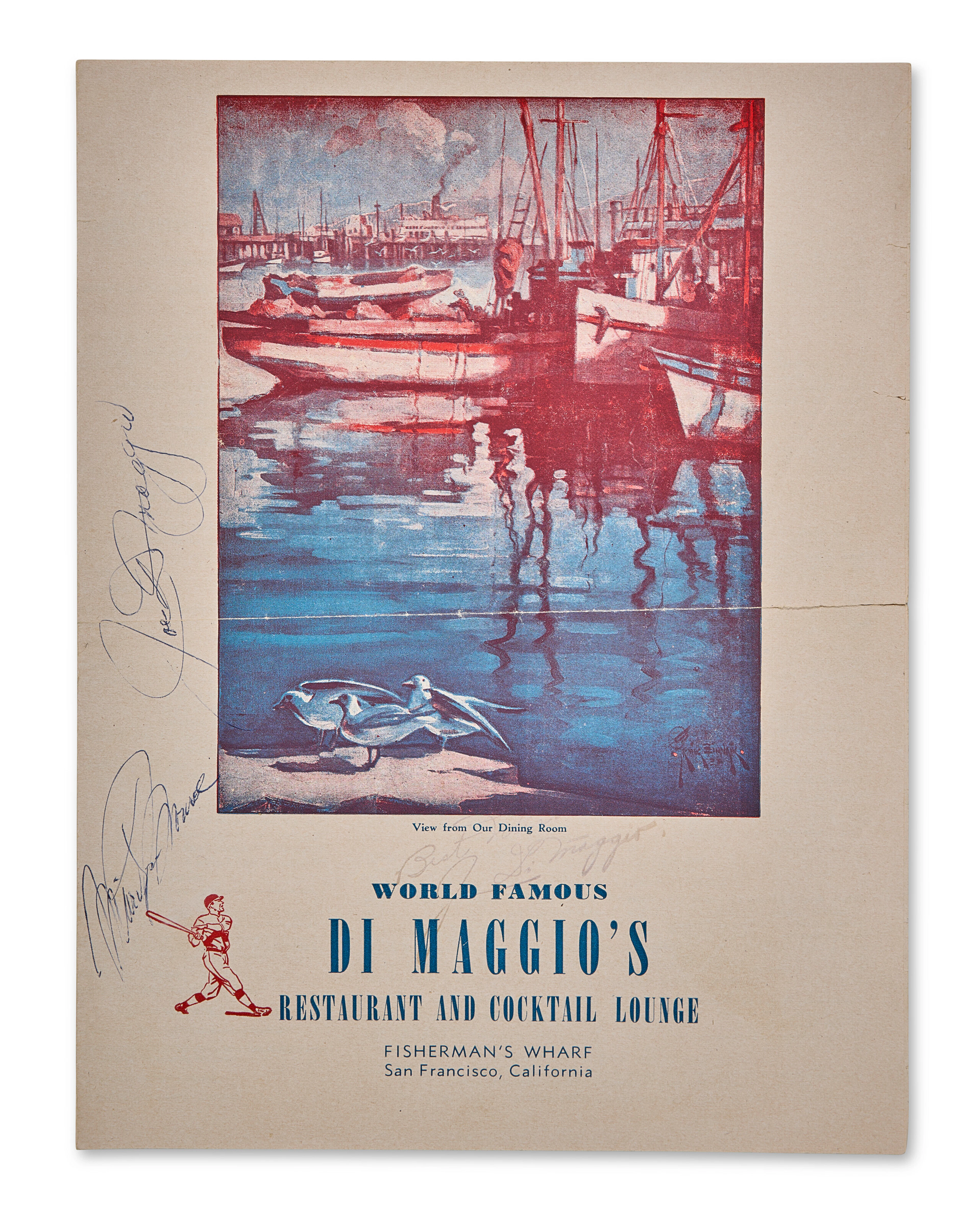 EXCEEDINGLY RARE MARILYN MONROE AND JOE DIMAGGIO AUTOGRAPHED DIMAGGIO'S