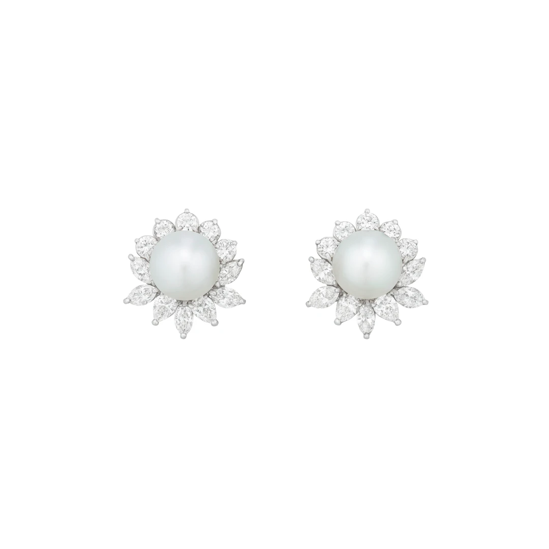 Cultured Pearl and Diamond Earrings