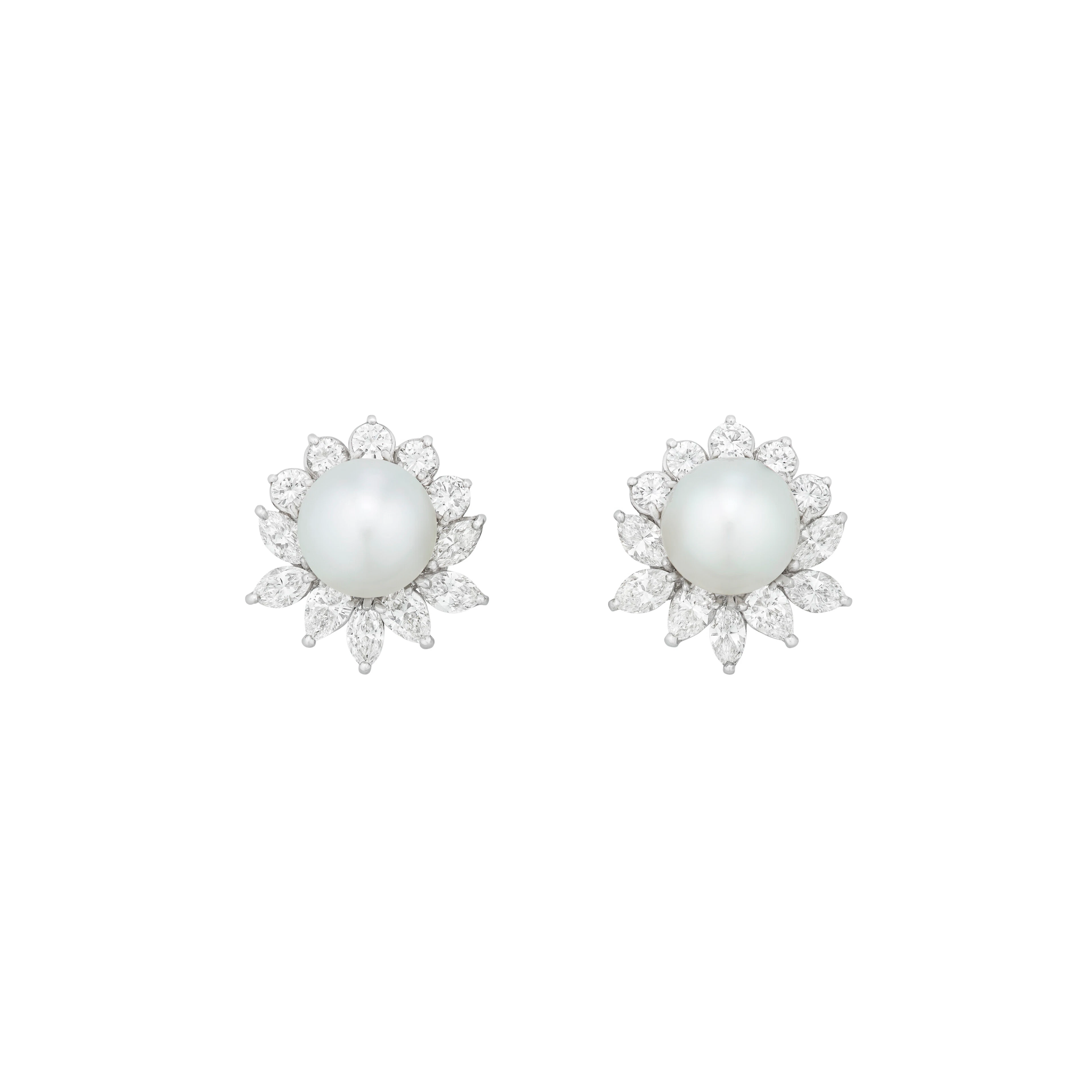 Cultured Pearl and Diamond Earrings