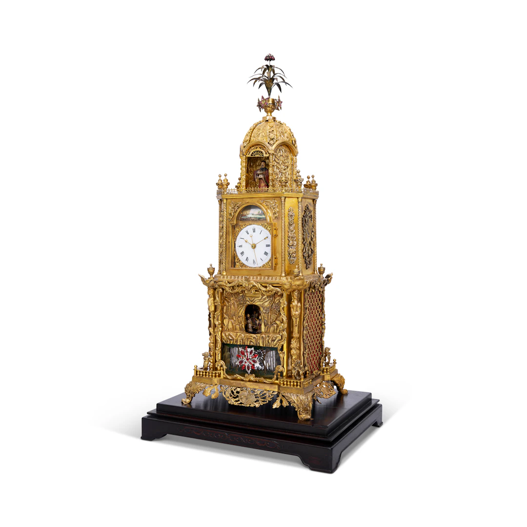 A Very Rare Ormolu, Paste-Inset Musical Automaton Table Clock