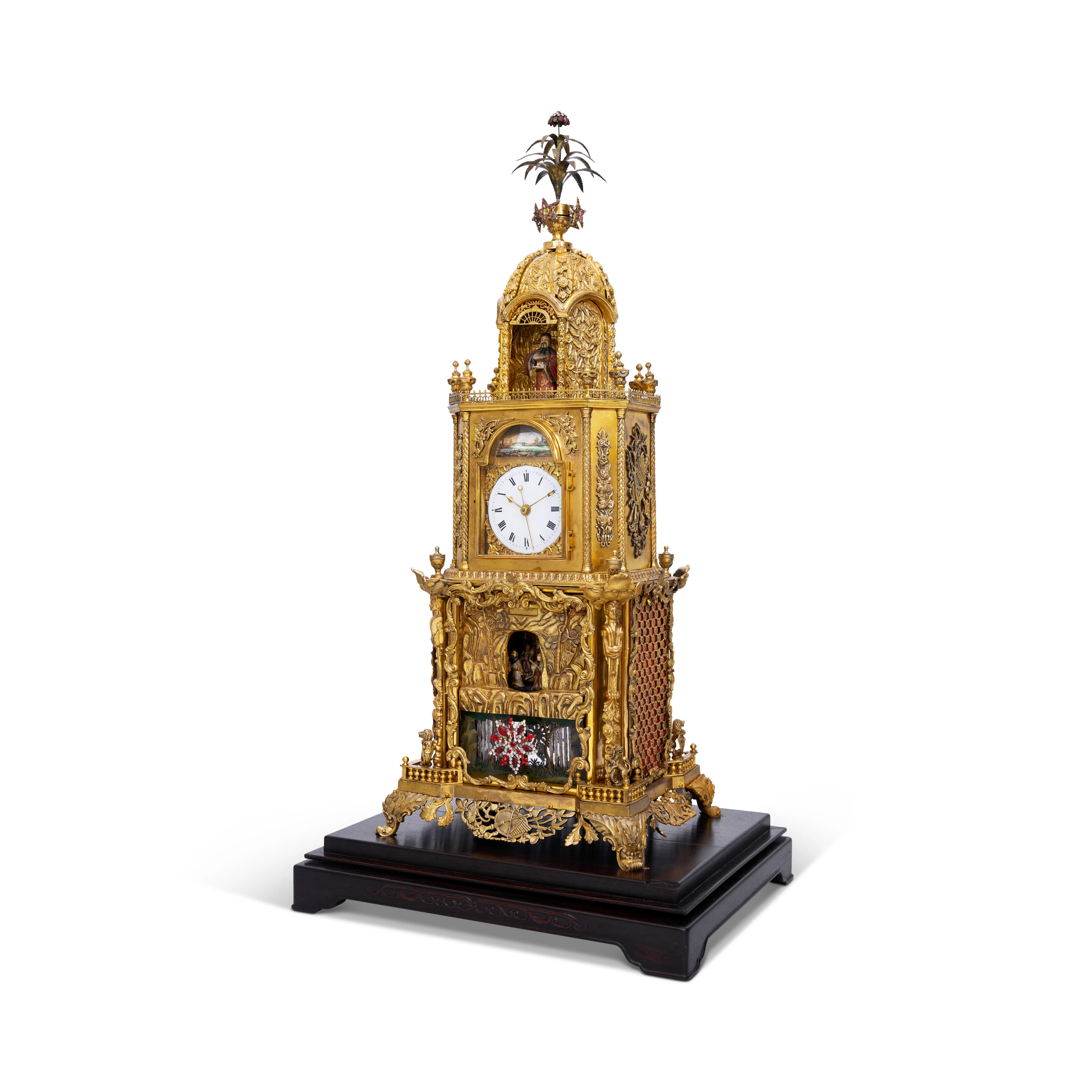 A Very Rare Ormolu, Paste-Inset Musical Automaton Table Clock