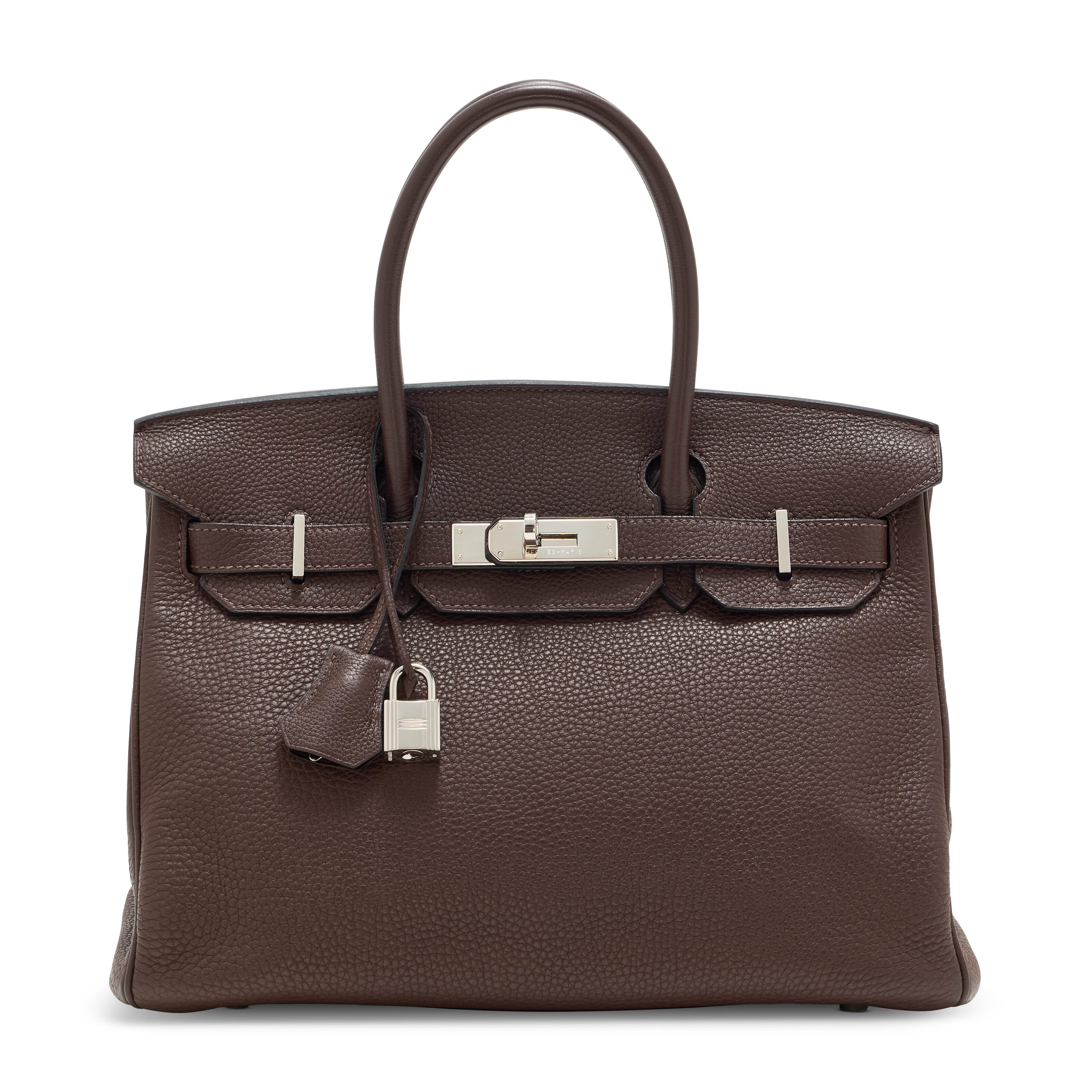 A Chocolat Clémence Leather Birkin 30 with Palladium Hardware