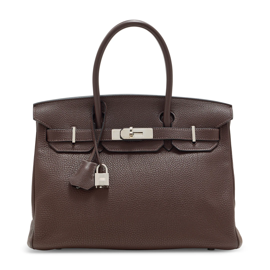A Chocolat Clémence Leather Birkin 30 with Palladium Hardware