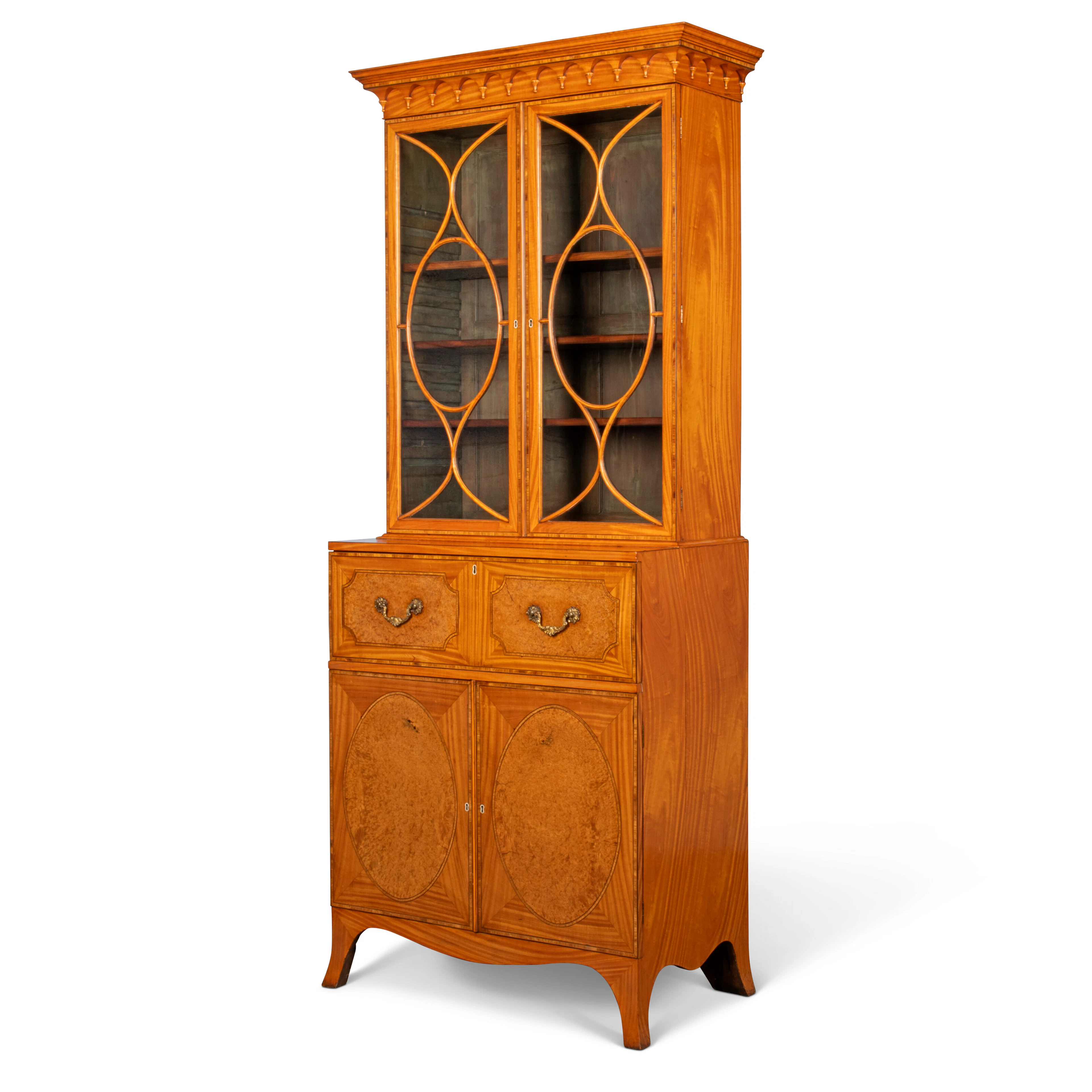 A George Iii Satinwood Secretaire-Cabinet