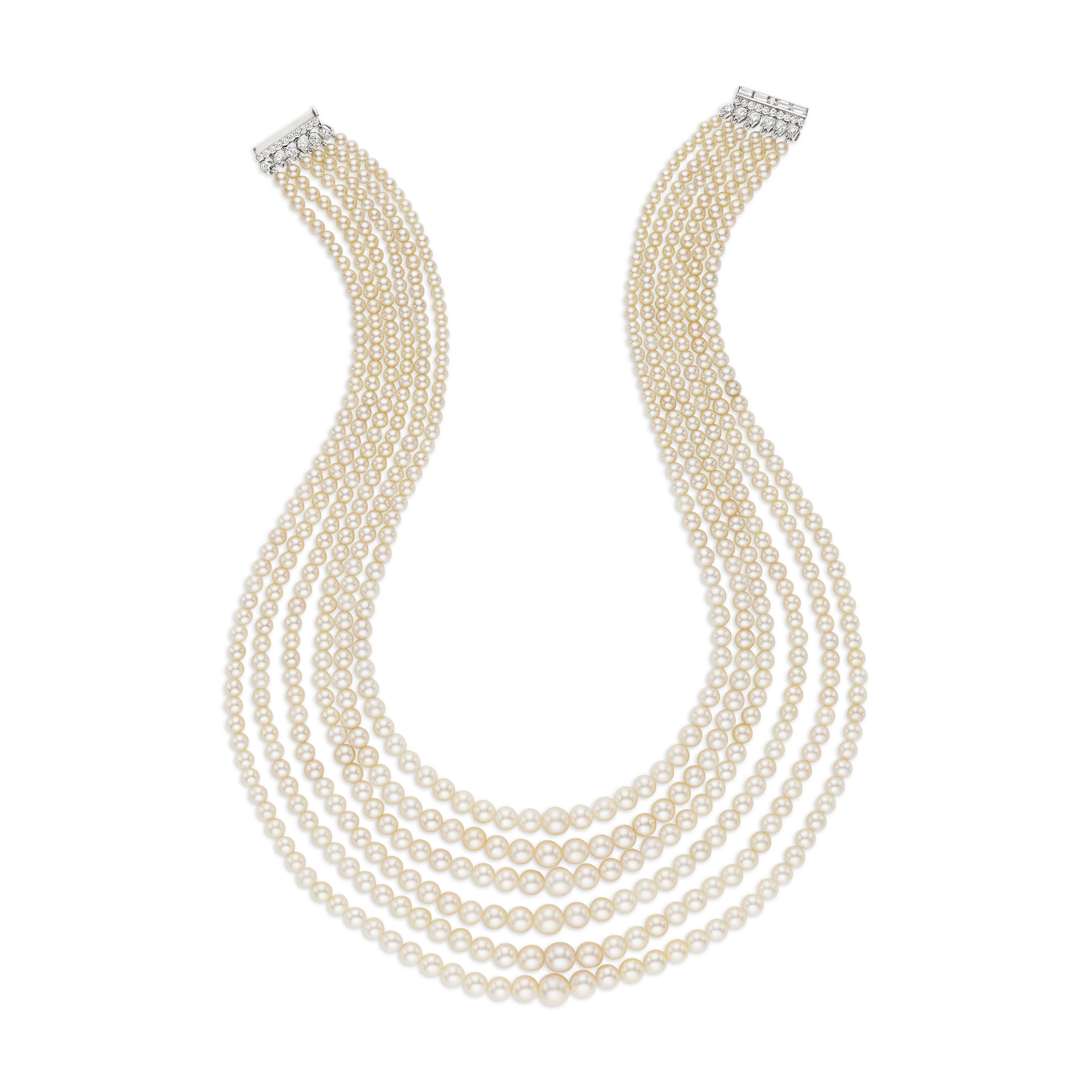 Cartier Cultured Pearl, Natural Pearl and Diamond Necklace