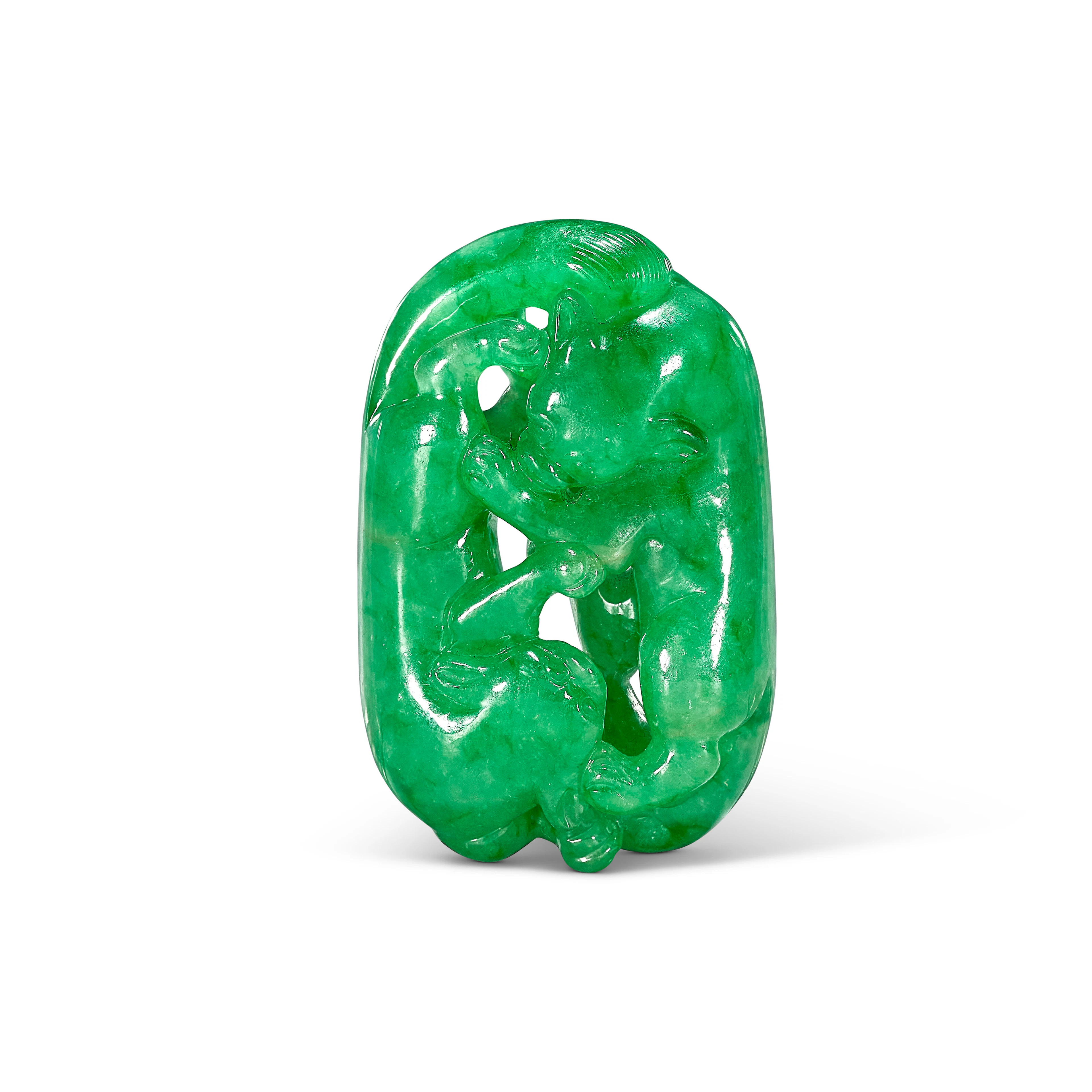 A Superb and Finely Carved Jadeite ‘Badger’ Pendant