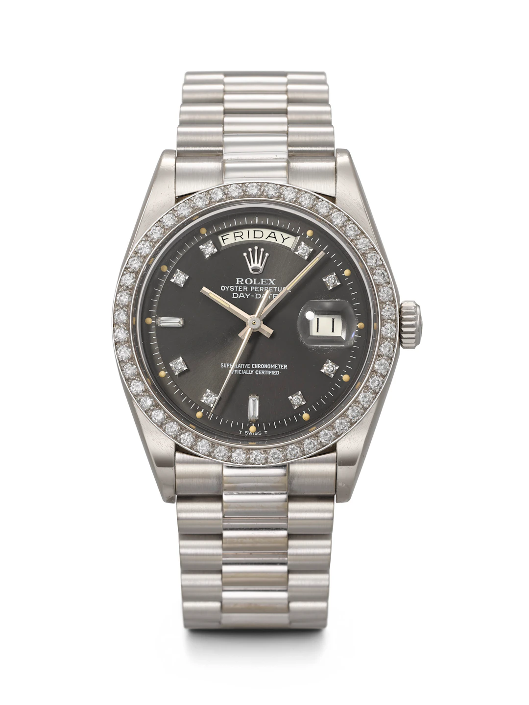 Rolex. A Rare and Attractive 18K White Gold and Diamond-Set Automatic