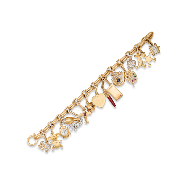 Multi-Gem and Enamel Charm Bracelet