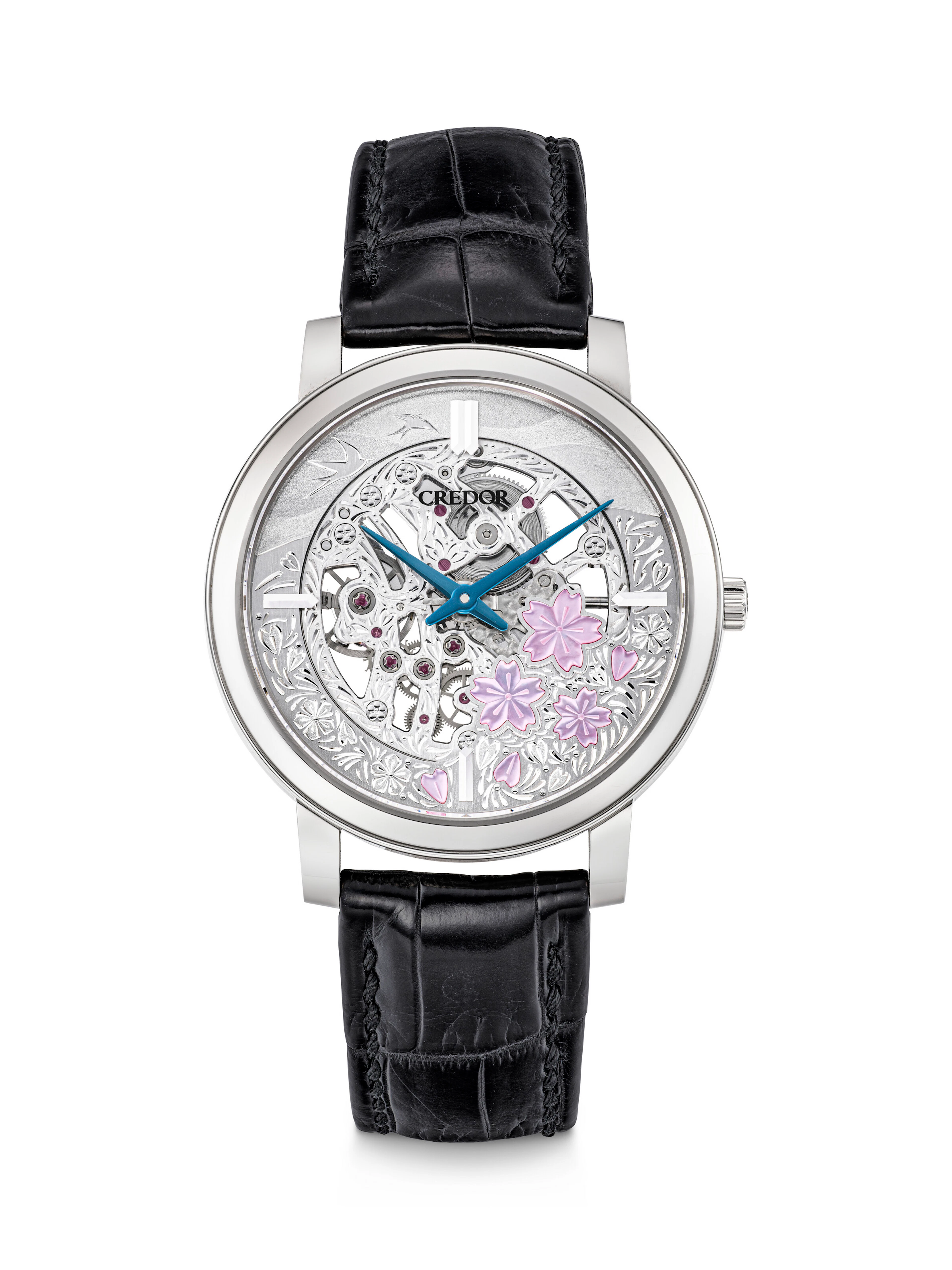 Credor. A Delicate 18K White Gold Skeletonised Wristwatch...