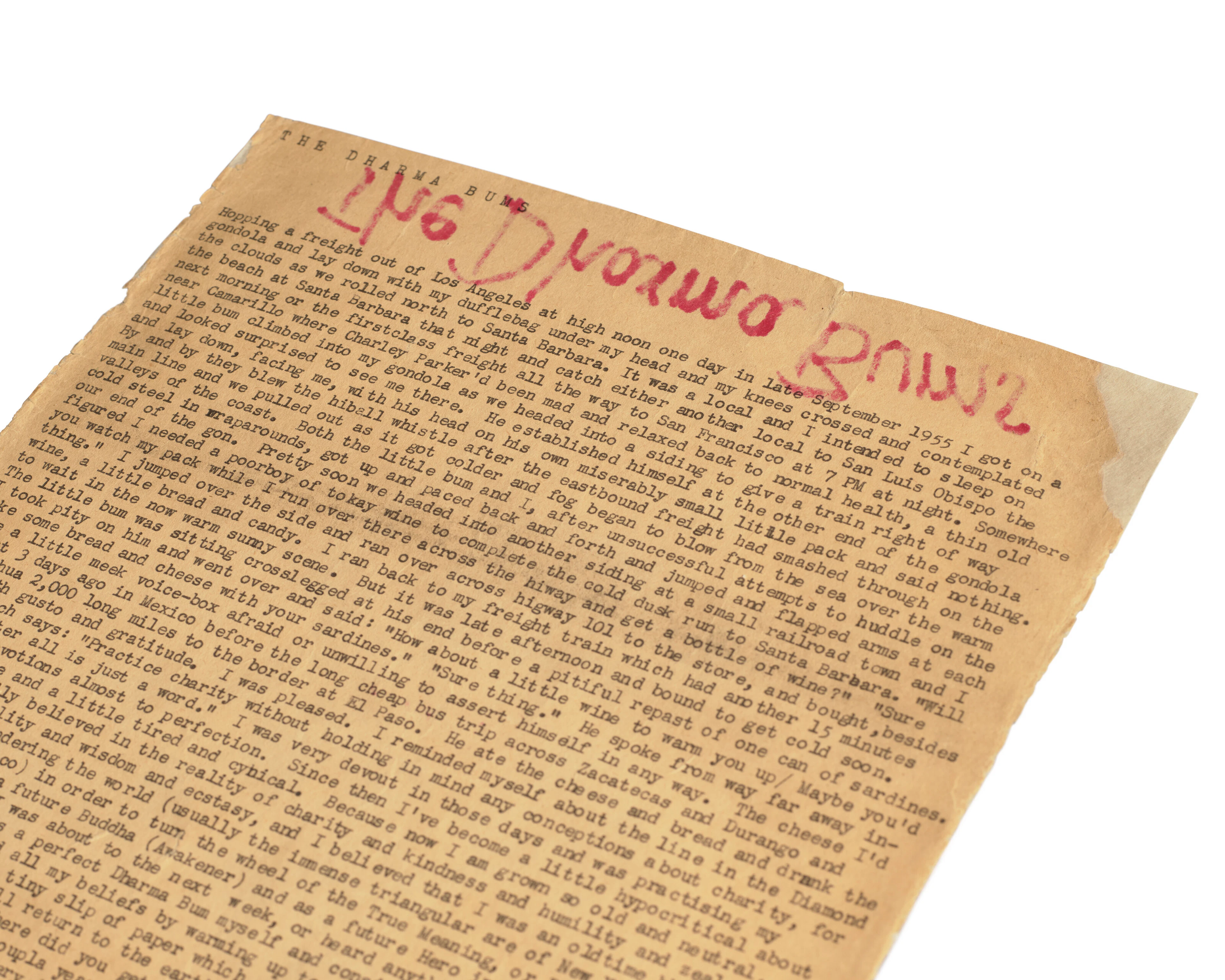 THE ORIGINAL TYPESCRIPT SCROLL FOR DHARMA BUMS