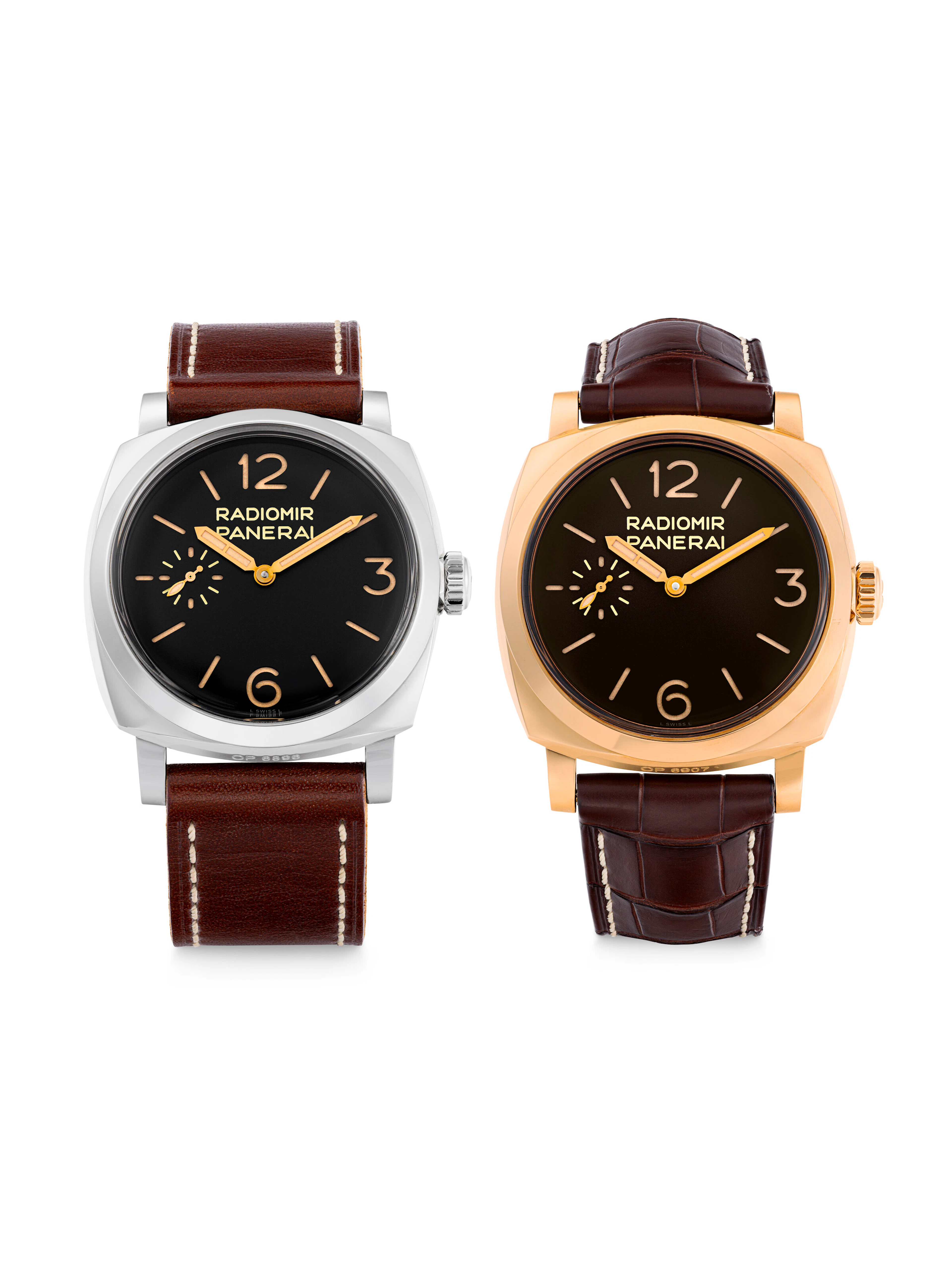 PANERAI. AN 18K PINK GOLD LIMITED EDITION WRISTWATCH AND A STAINLESS