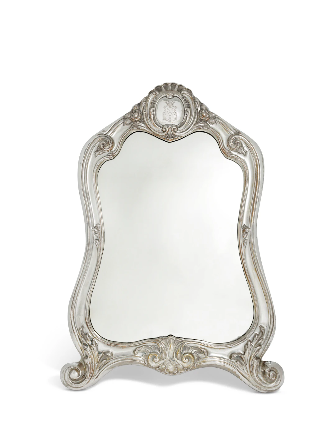 A Large Russian Silver Table Mirror
