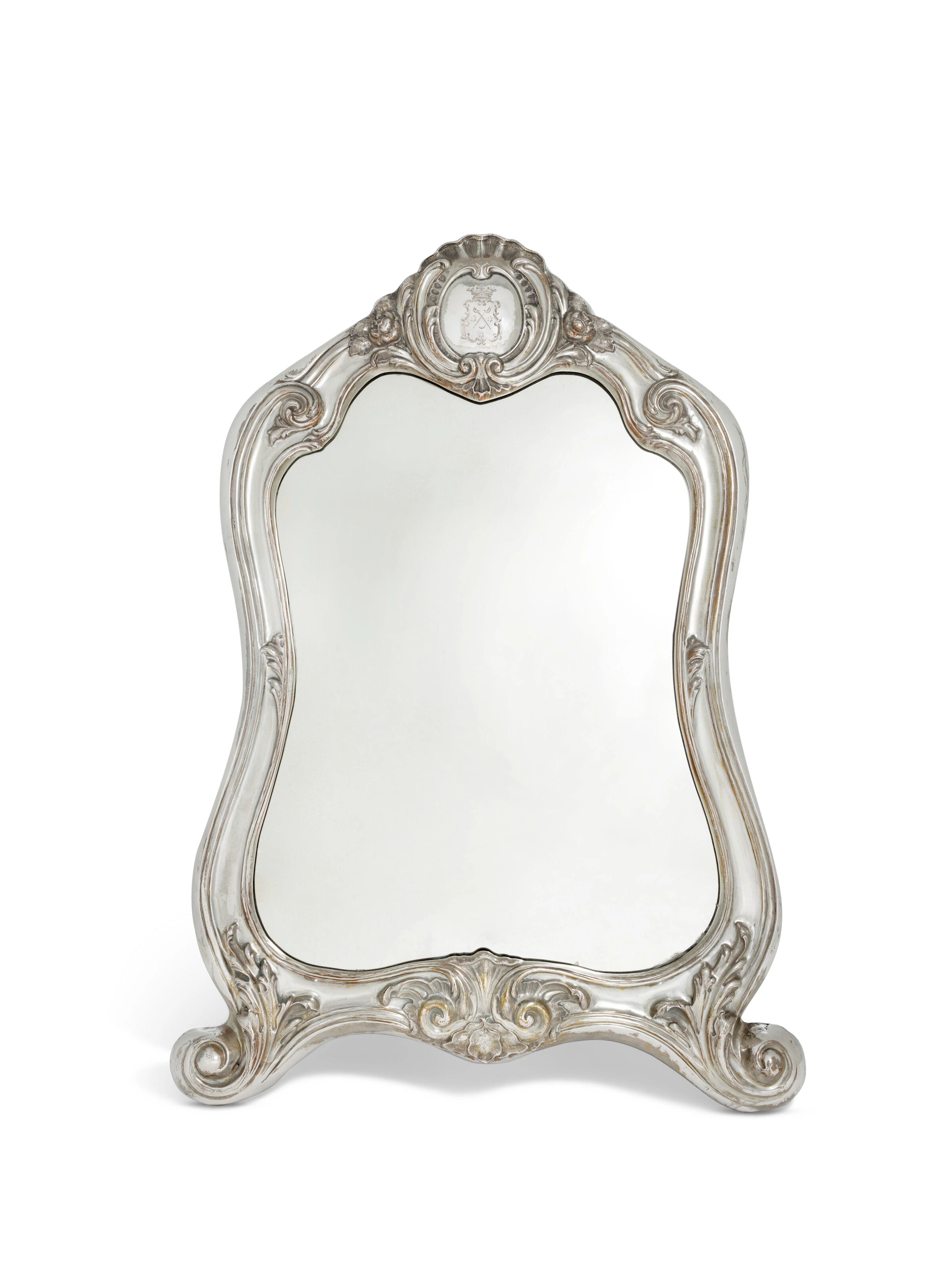 A Large Russian Silver Table Mirror