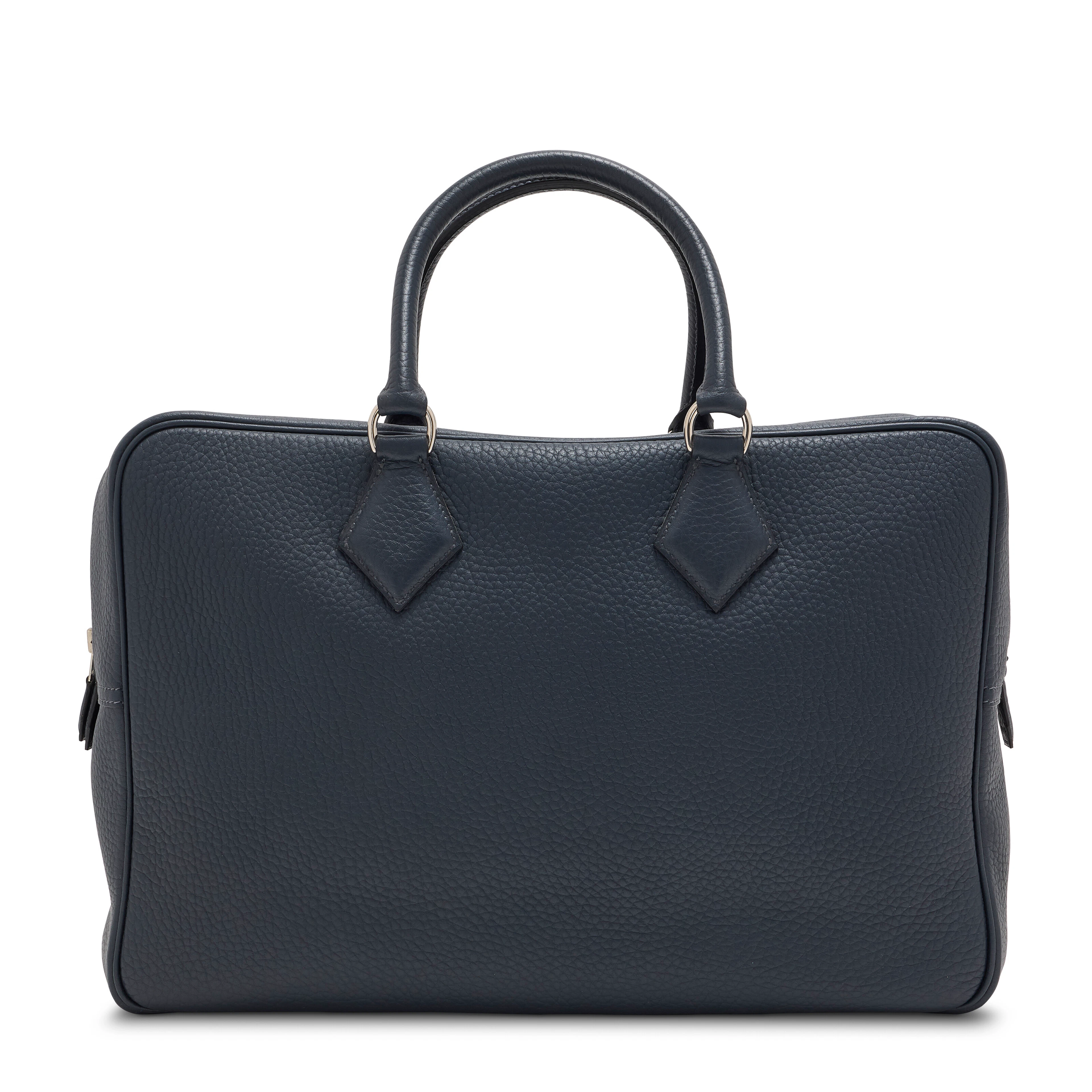 A Bleu Marine Clémence Leather Plume Fourre-Tout 40 with Palladium Hardware