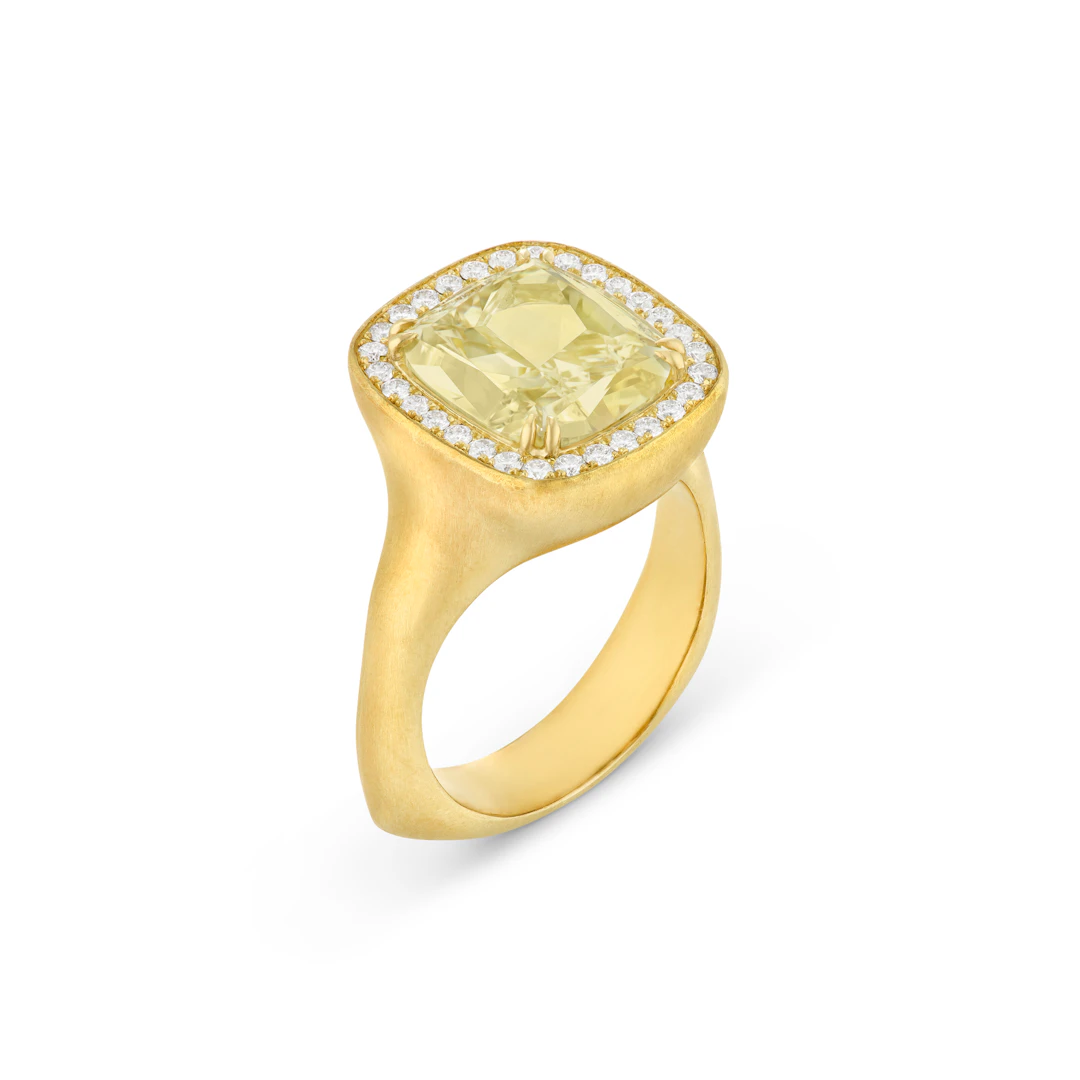 Colored Diamond and Diamond Ring