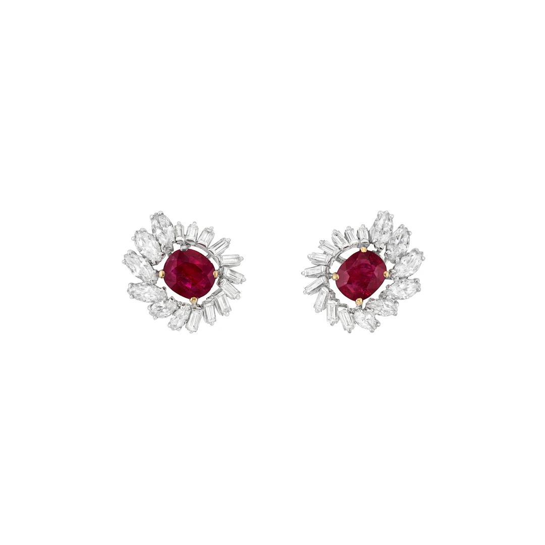 Harry Winston Ruby and Diamond Earrings