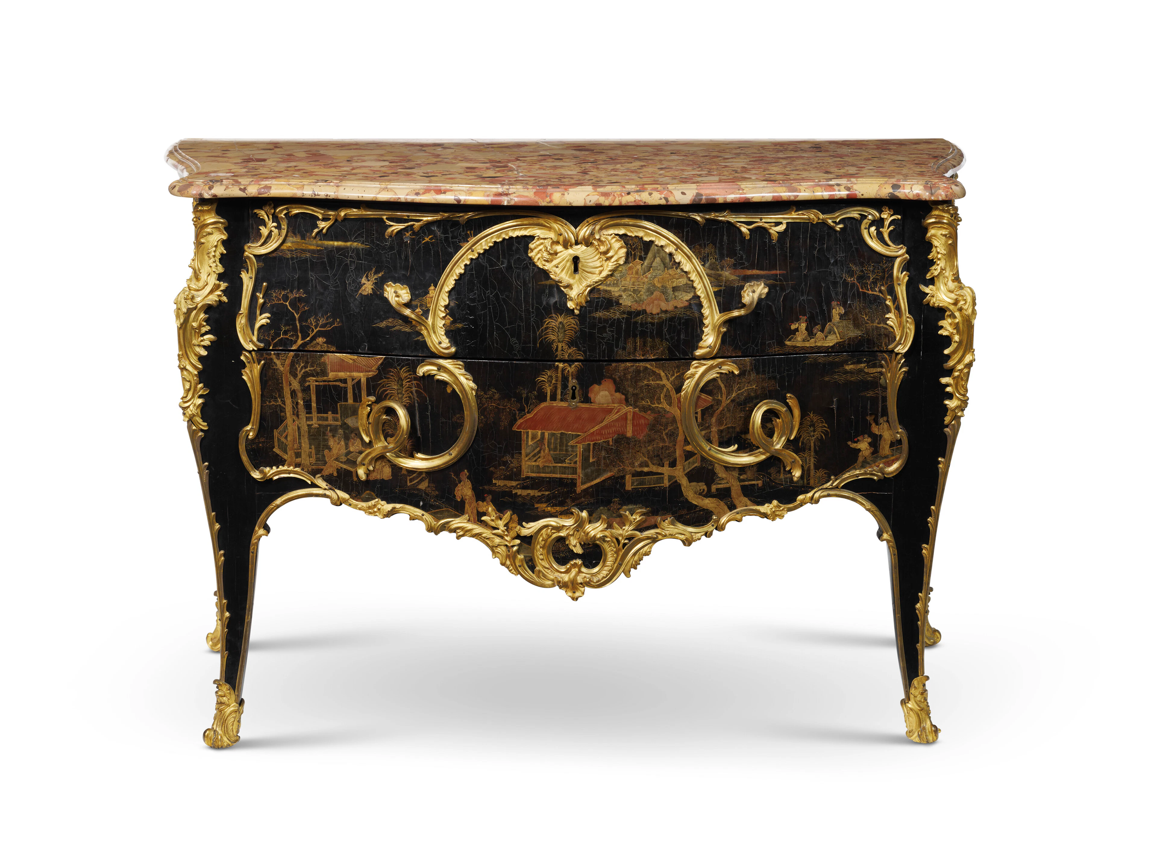 A Louis Xv Ormolu-Mounted Chinese Lacquer Commode