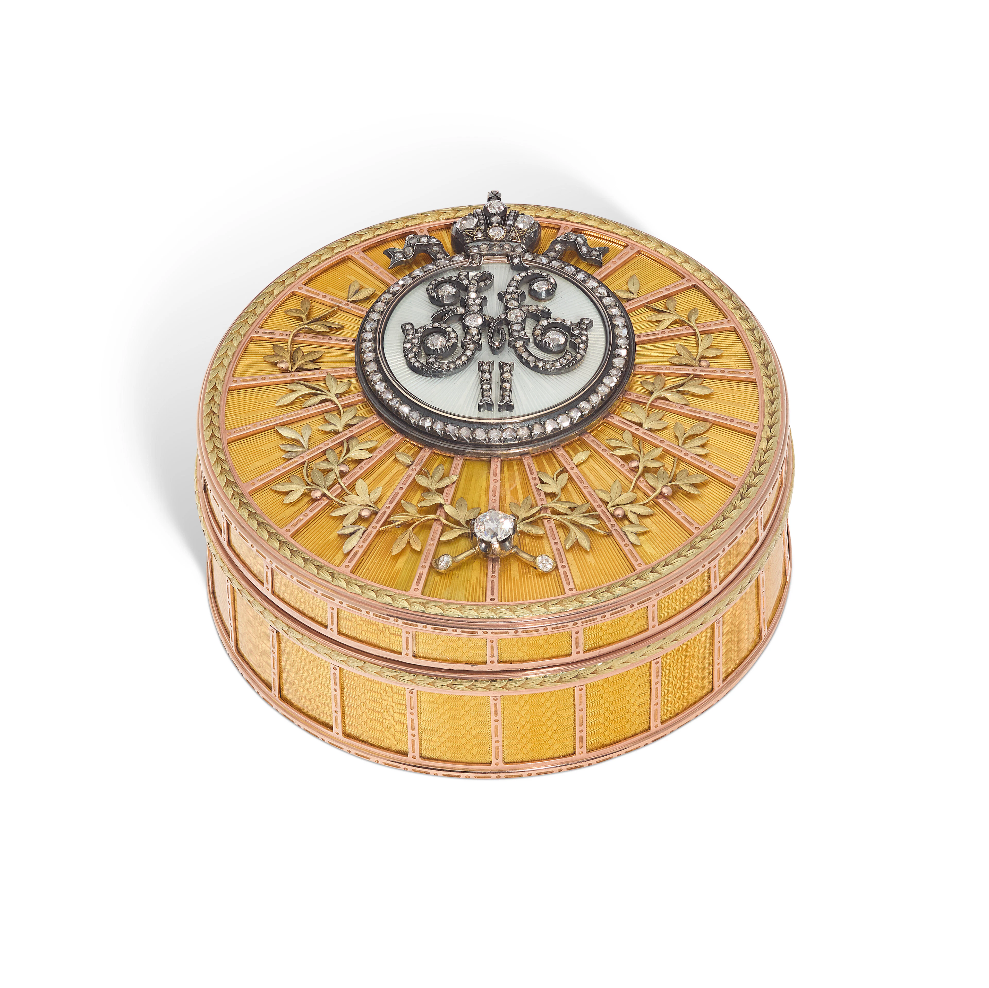 A Rare and Important Jeweled and Guilloché Enamel...