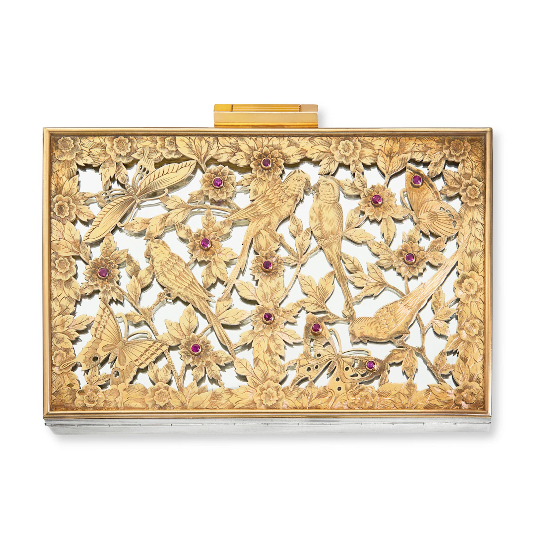 Boucheron Retro Silver, Silver-Gilt and Ruby Minaudière