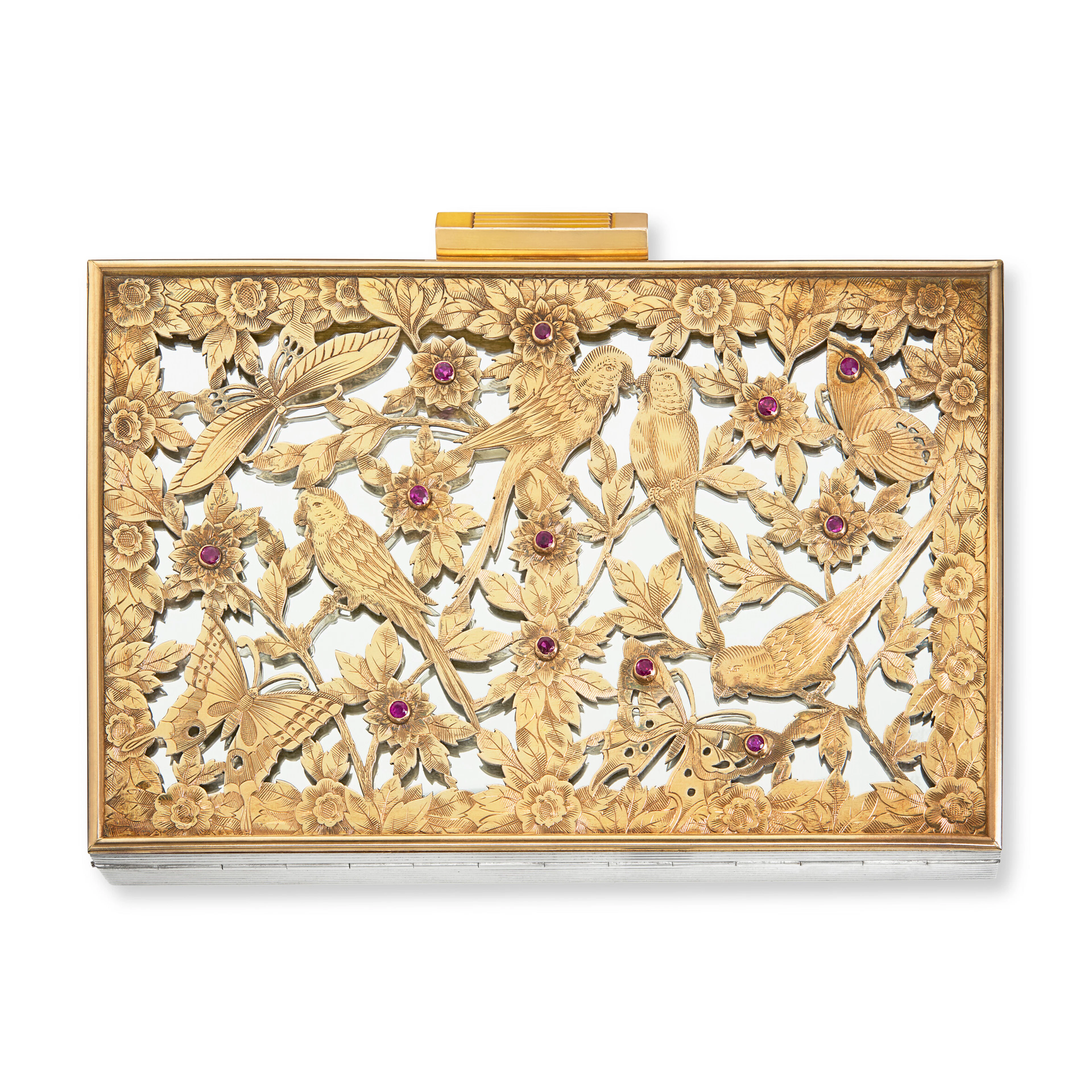 Boucheron Retro Silver, Silver-Gilt and Ruby Minaudière