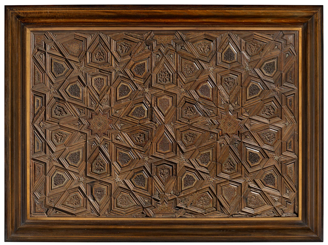 An Ayyubid or Mamluk Bone-Inlaid Wooden Panel