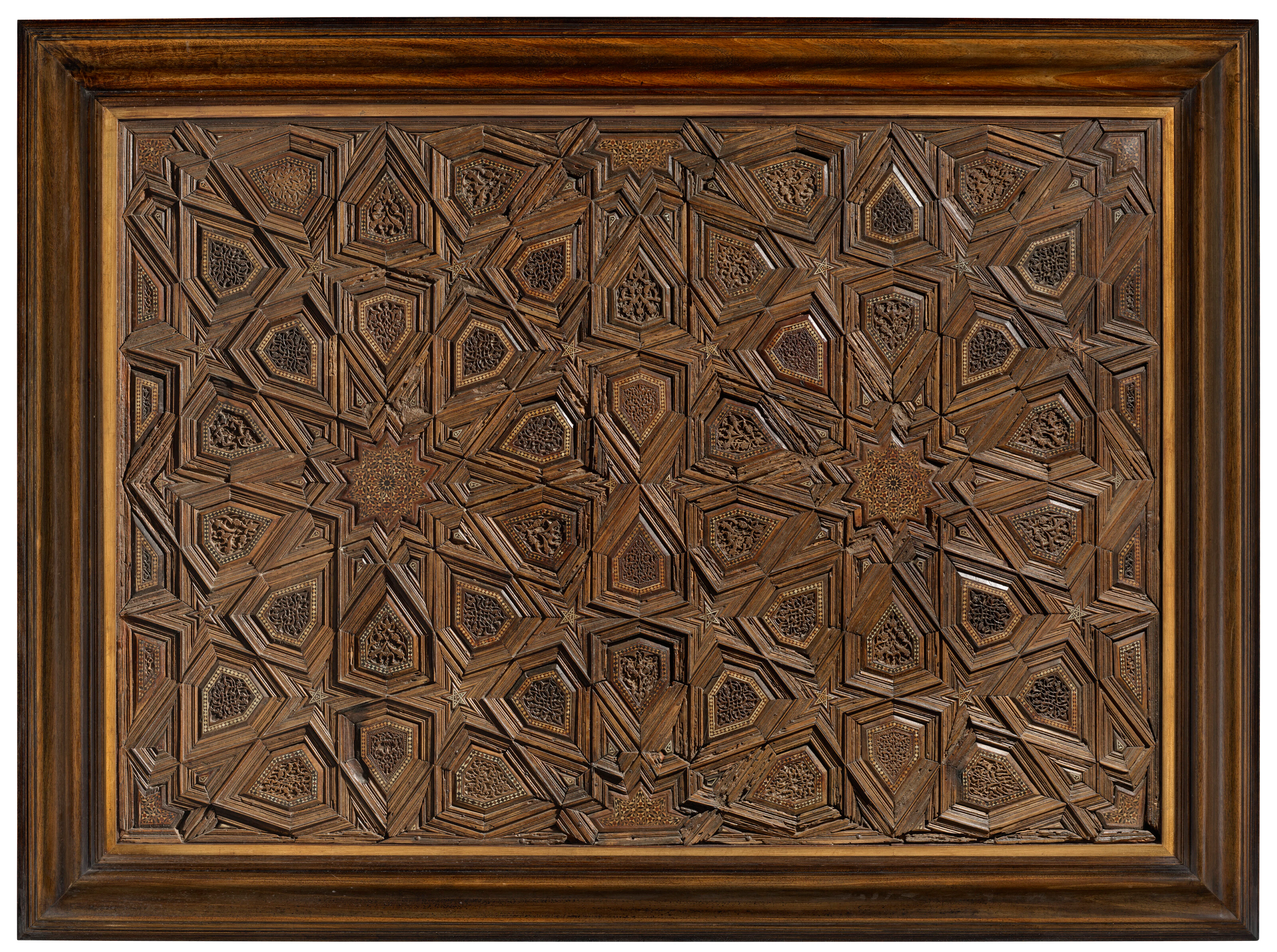 An Ayyubid or Mamluk Bone-Inlaid Wooden Panel