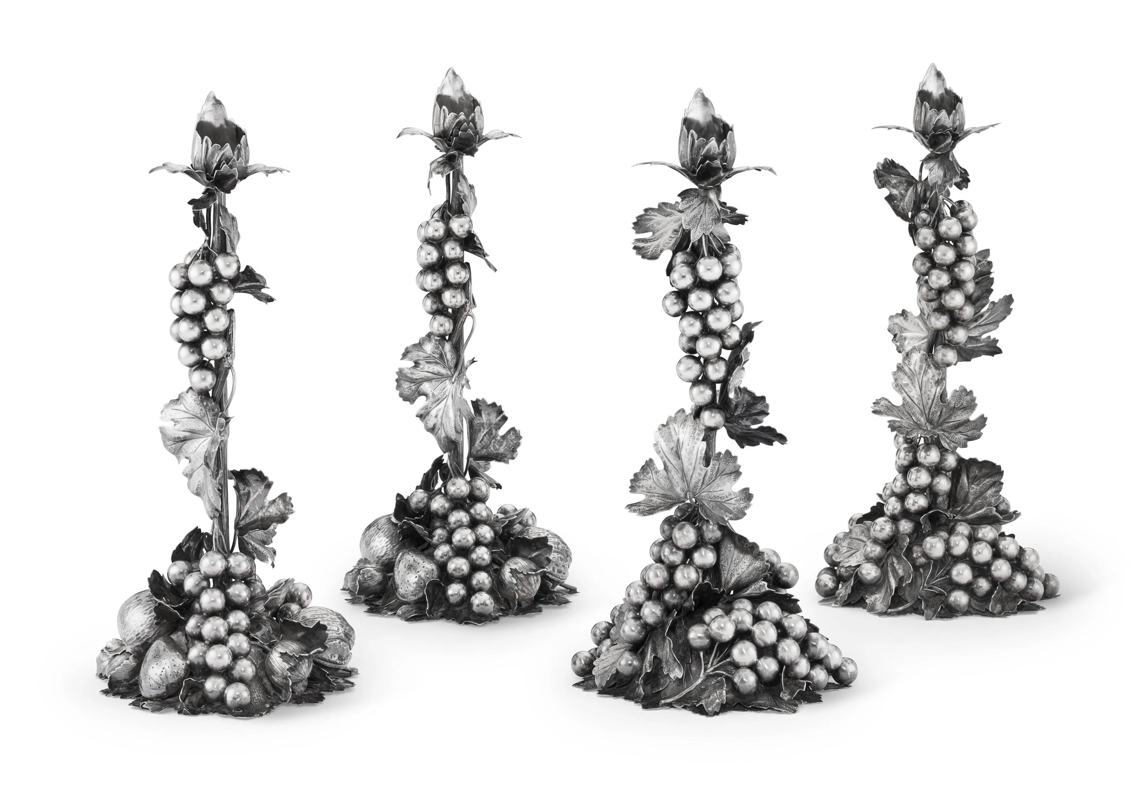 A Set of Four Italian Silver Candlesticks