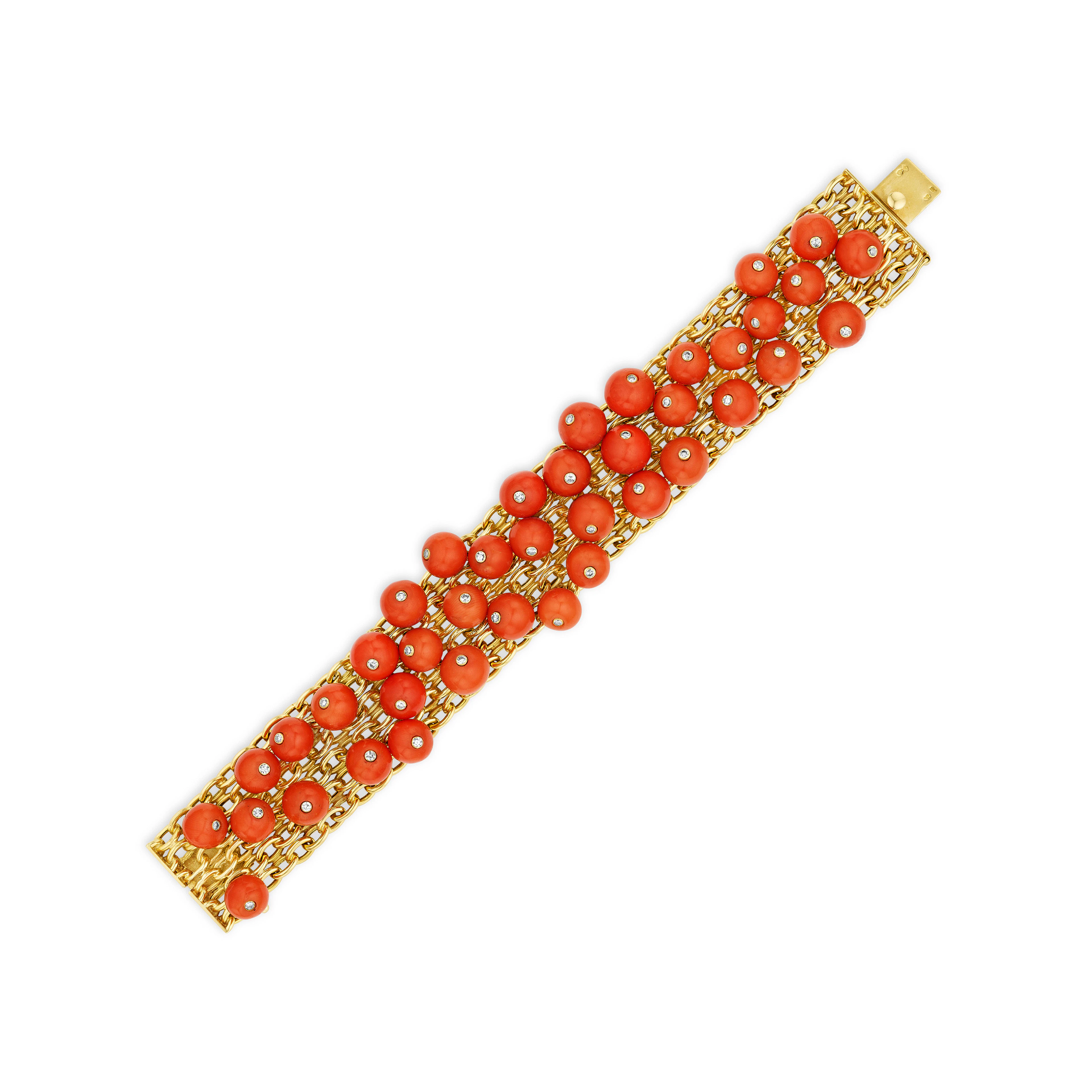 Cartier Coral, Diamond and Gold Bracelet
