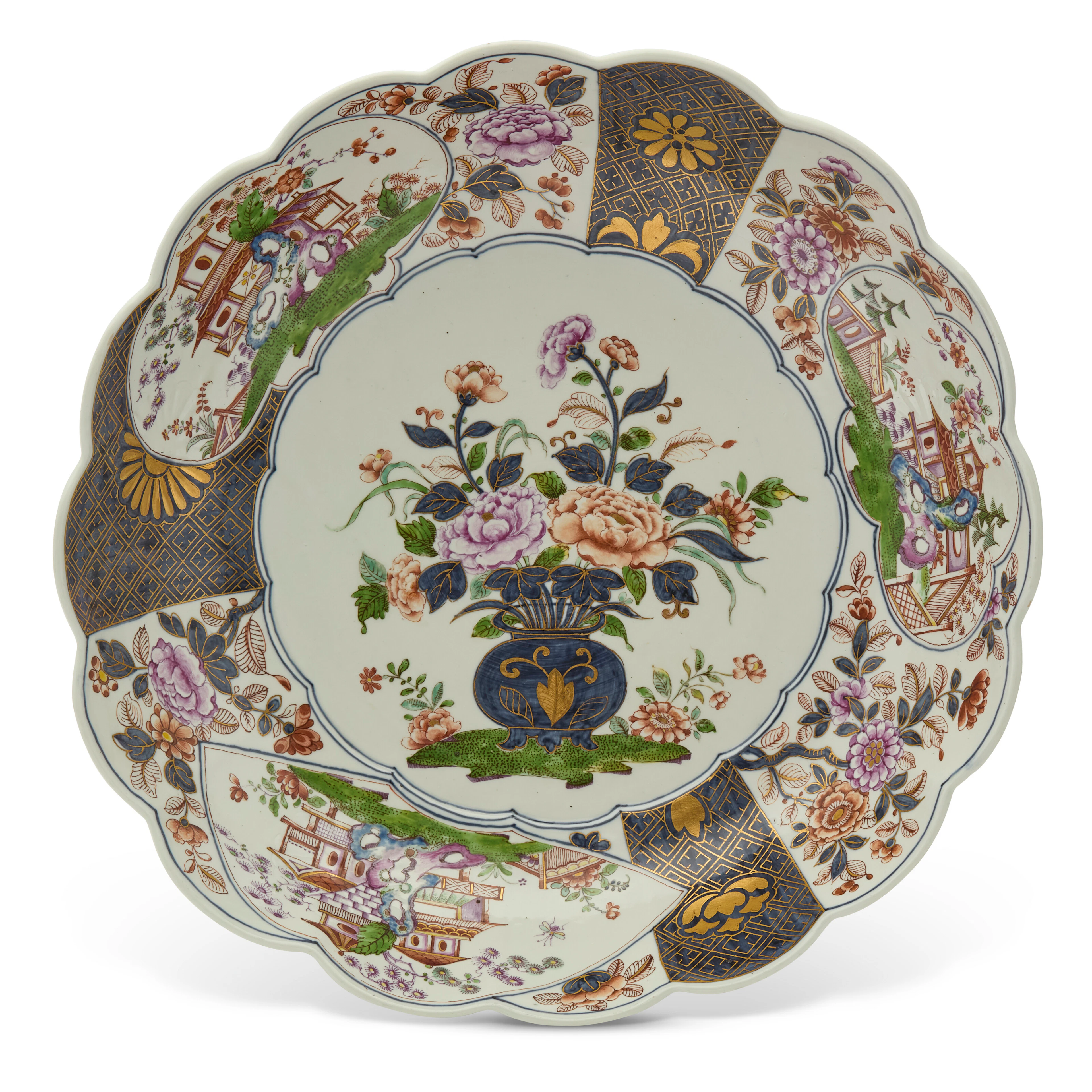 A Large Vienna (Du Paquier) Porcelain Lobed Dish or Shallow Bowl
