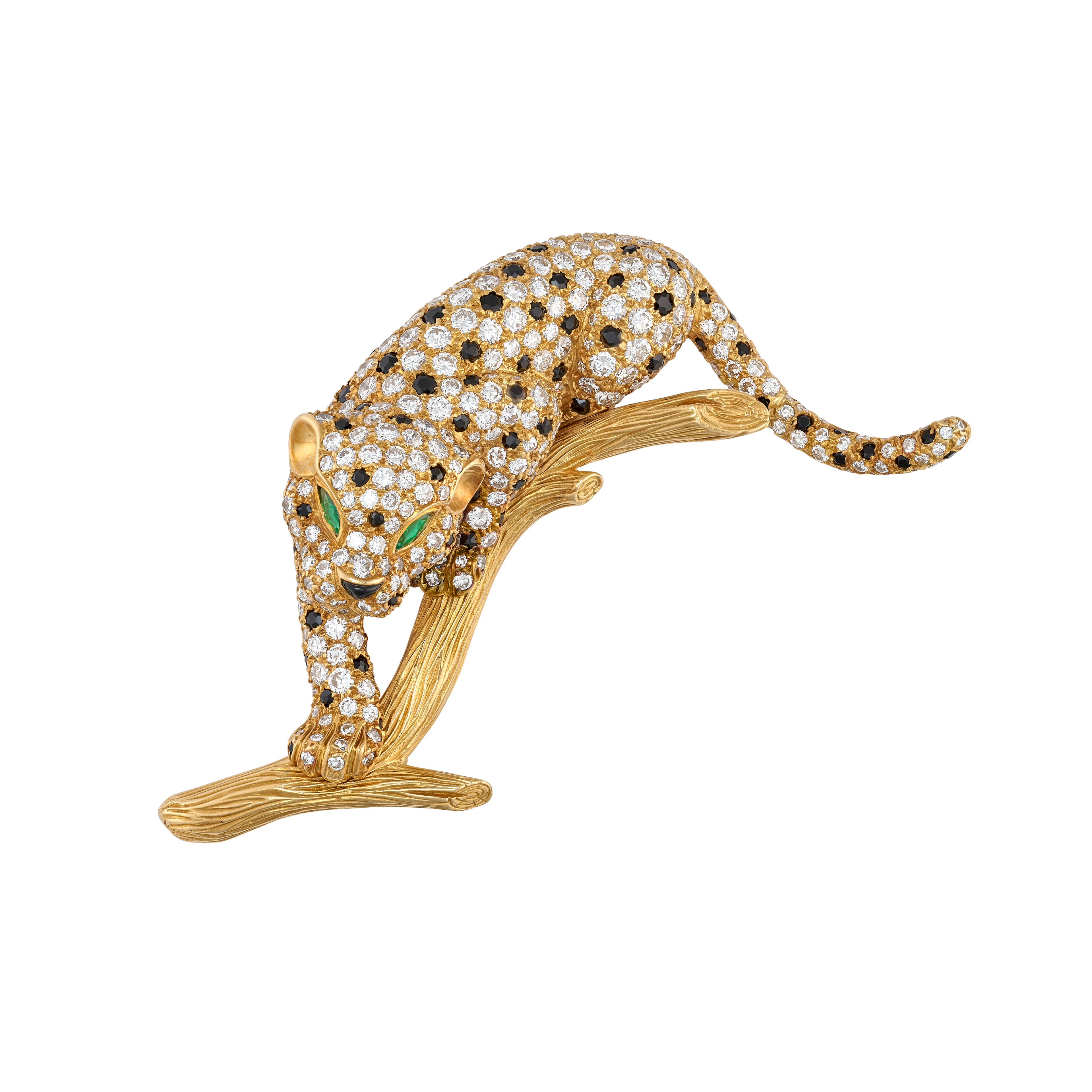 Van Cleef & Arpels Diamond, Onyx and Emerald Panther Clip-Brooch