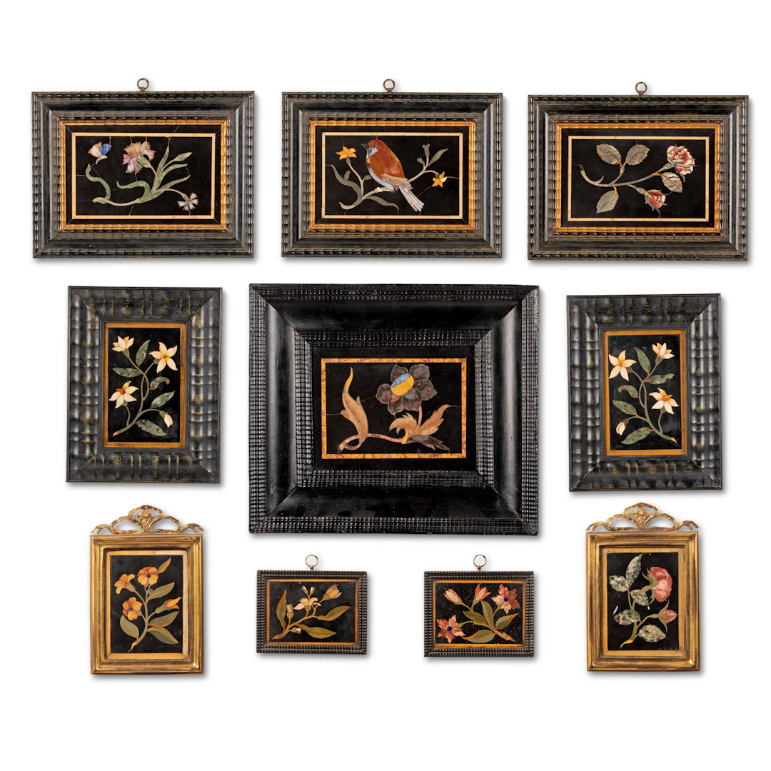 A Set of Ten Small Italian Pietra Dura Plaques