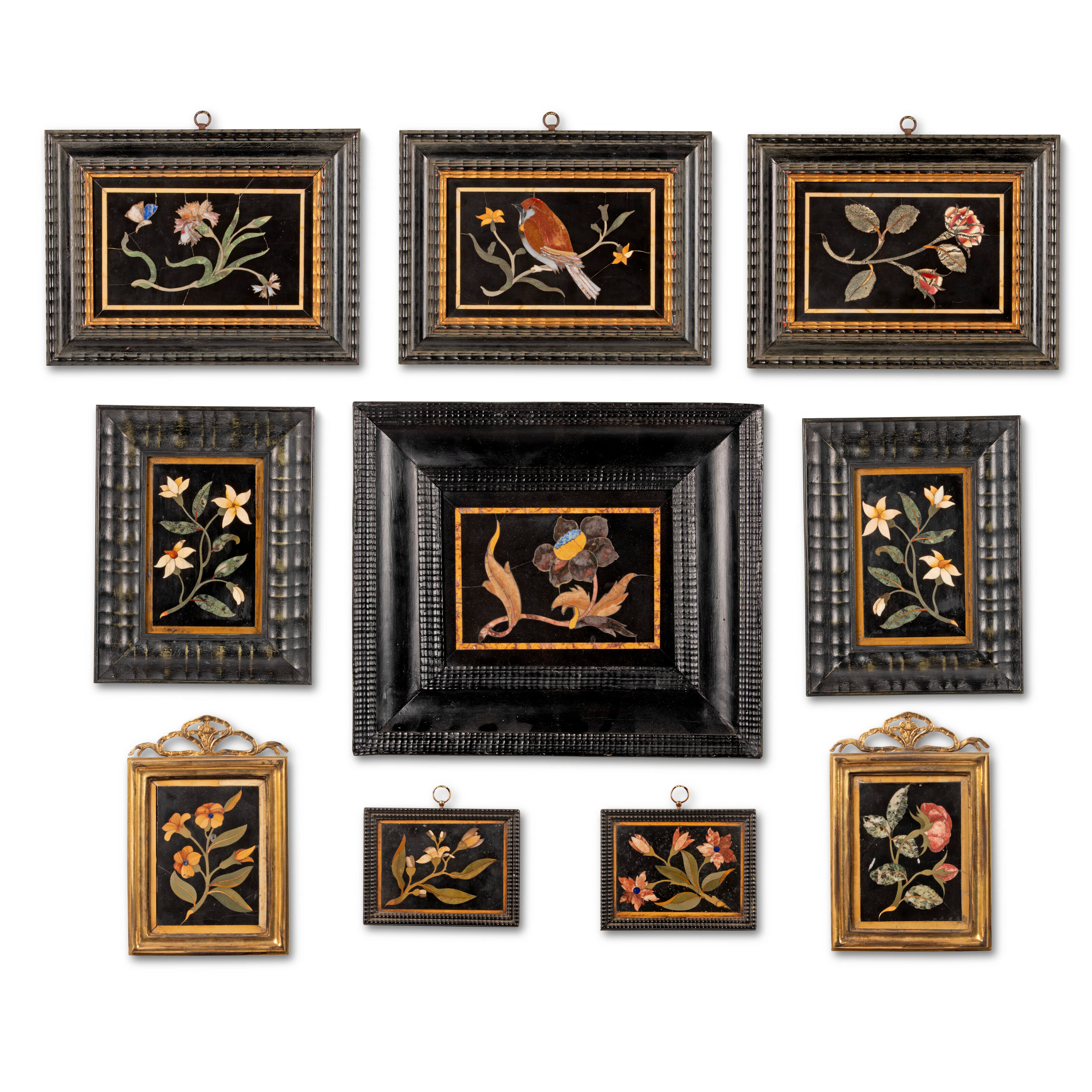A Set of Ten Small Italian Pietra Dura Plaques