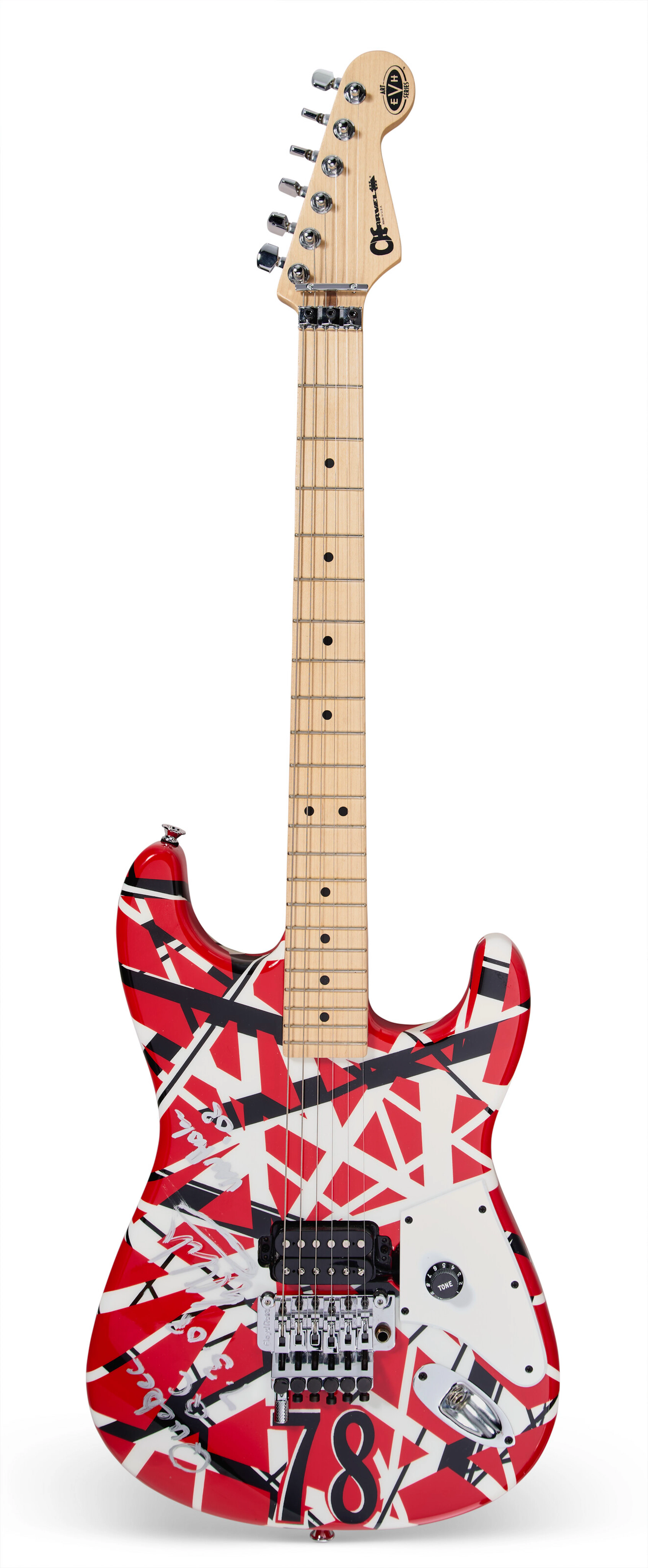 EDDIE VAN HALEN: A SIGNED AND STAGE-PLAYED CHARVEL EVH ART SERIES GUITAR