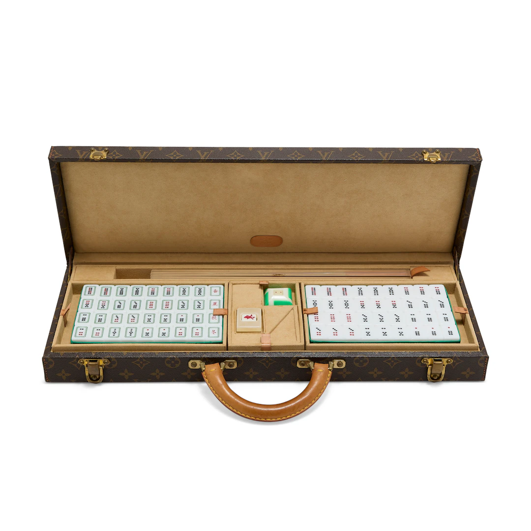 A Classic Monogram Canvas Game Tiles Trunk with Brass Hardware