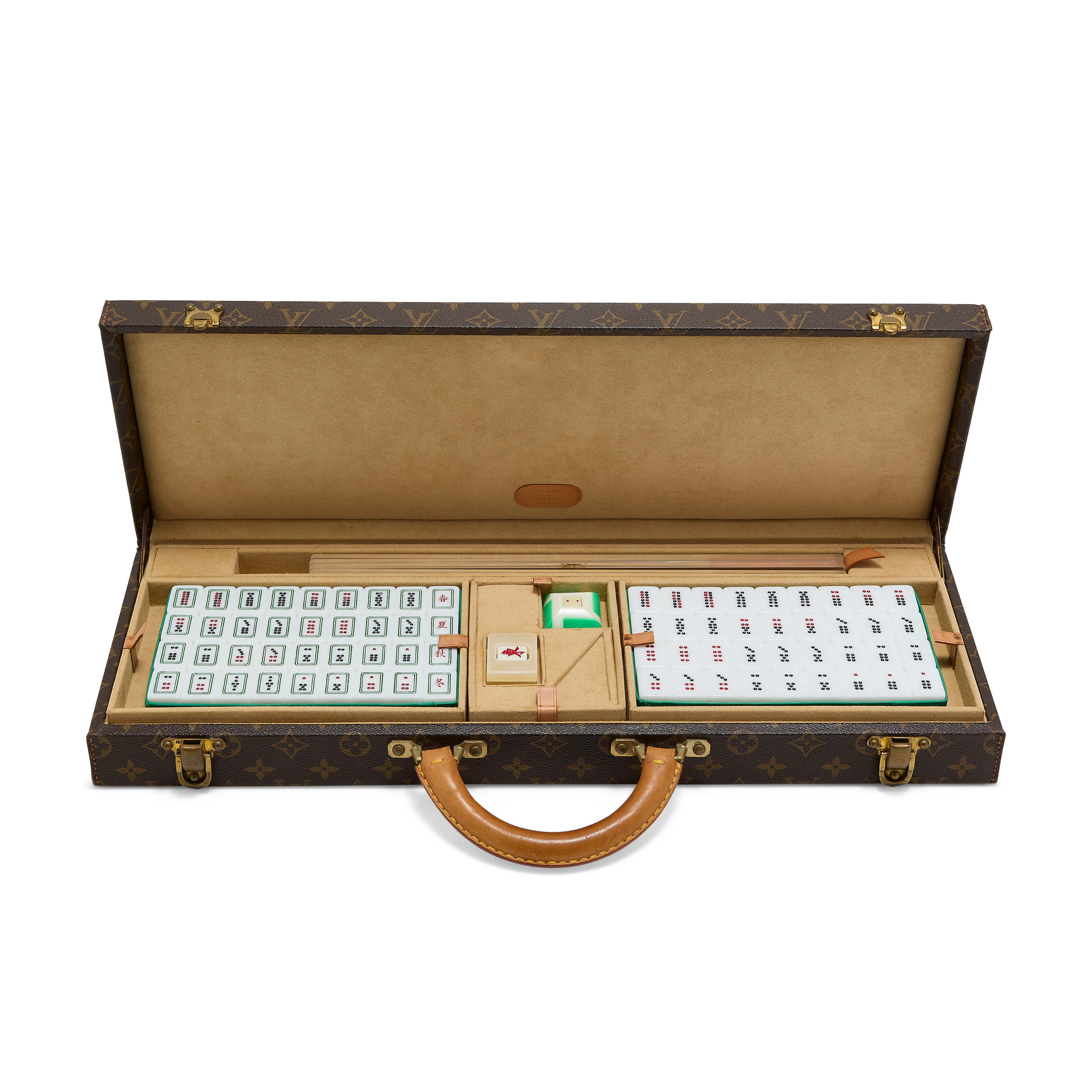 A Classic Monogram Canvas Game Tiles Trunk with Brass Hardware