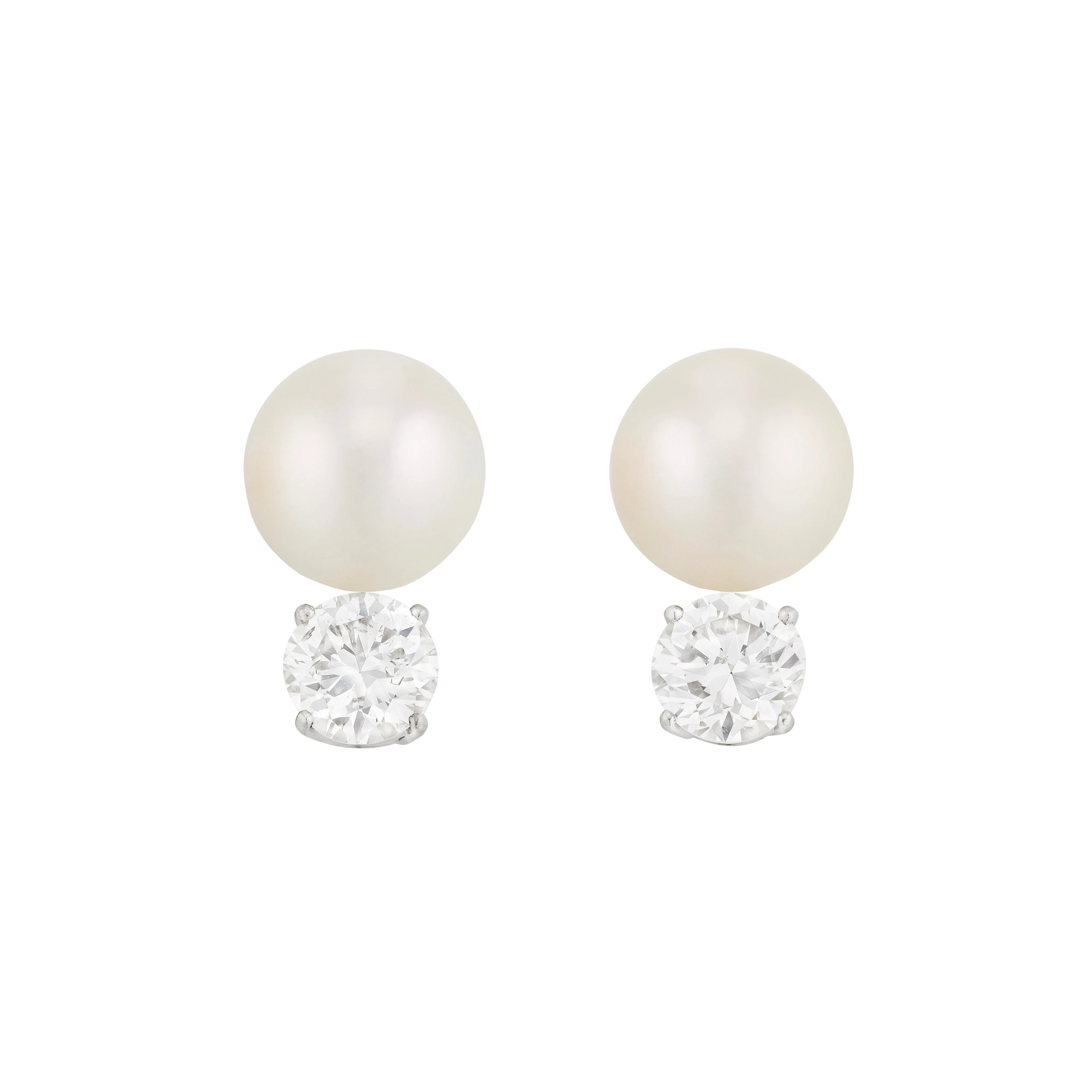 David Webb Cultured Pearl and Diamond Earrings