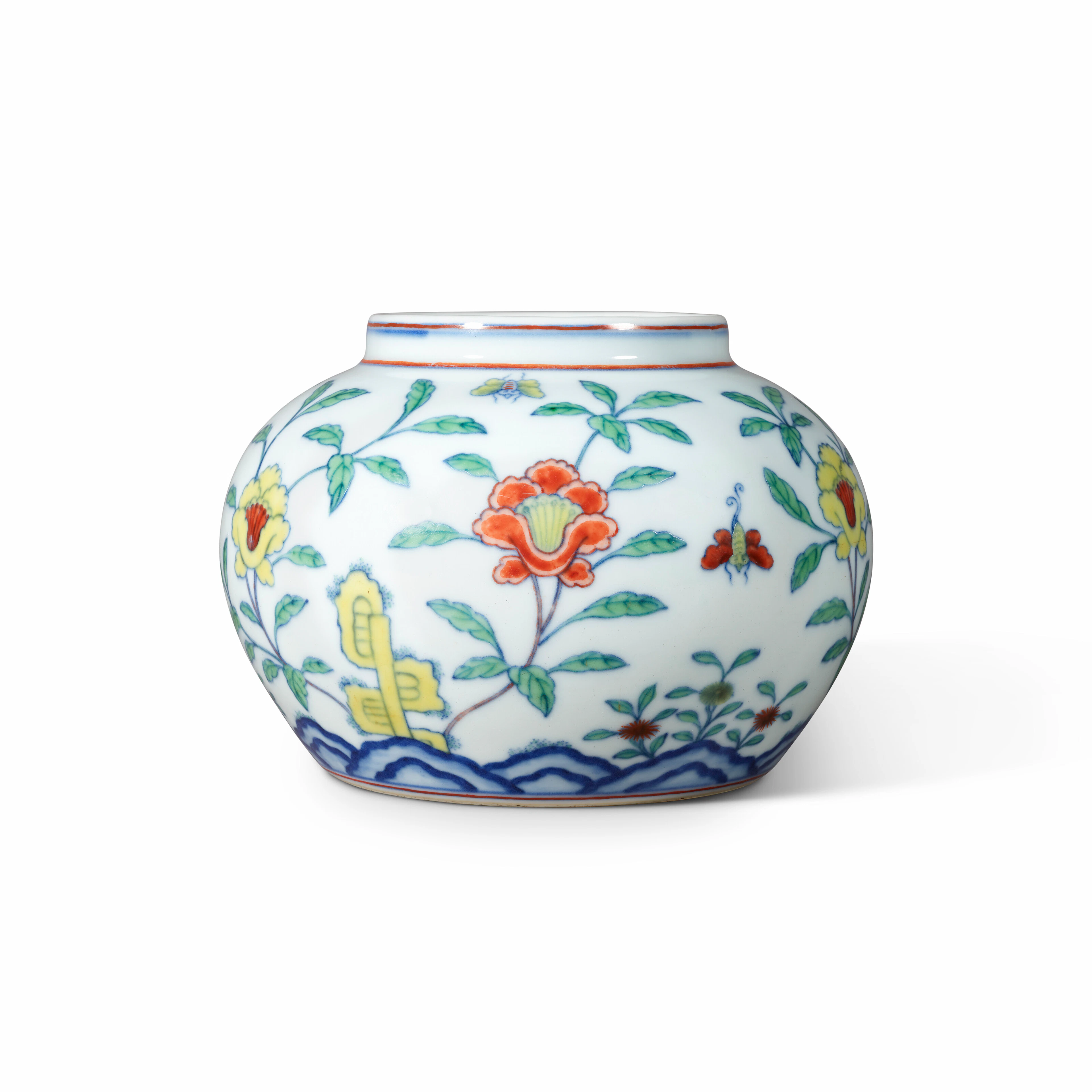 A Rare Ming-Style Doucai ‘Flower and Butterfly' Jar