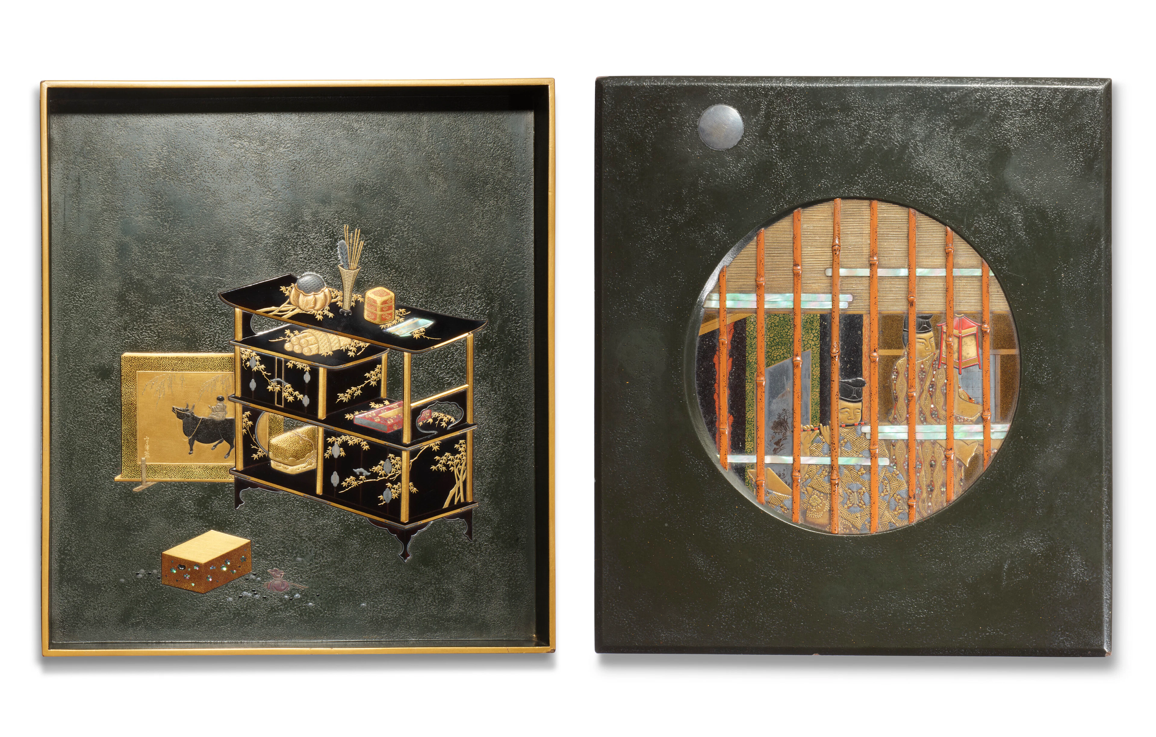 A Lacquer Suzuribako (Writing Box) and Cover