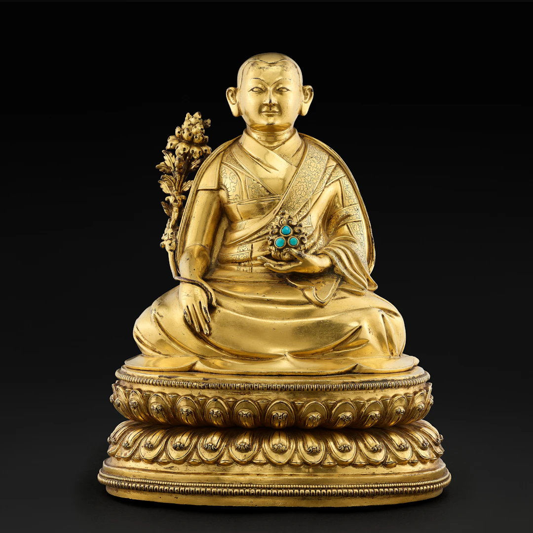 A Gilt-Copper Alloy Figure of the Fourth Dalai Lama, Yontan Gyatso (1589-1617)