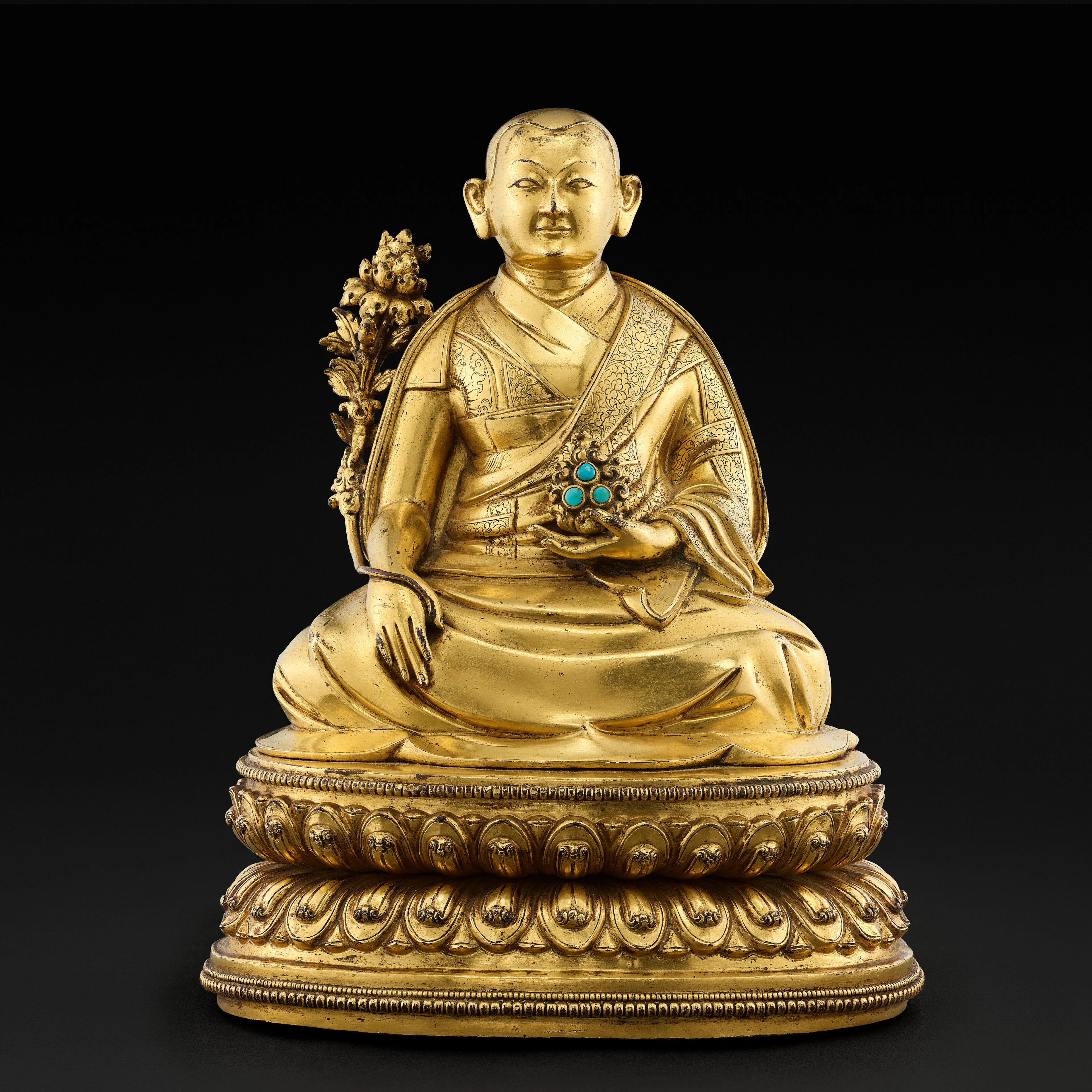 A Gilt-Copper Alloy Figure of the Fourth Dalai Lama, Yontan Gyatso (1589-1617)