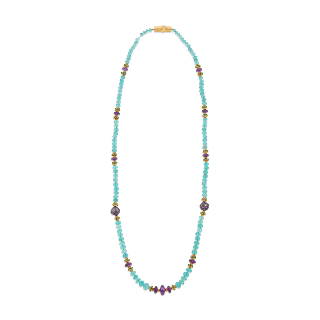 Verdura Apatite, Amethyst, Emerald and Diamond Longchain Necklace