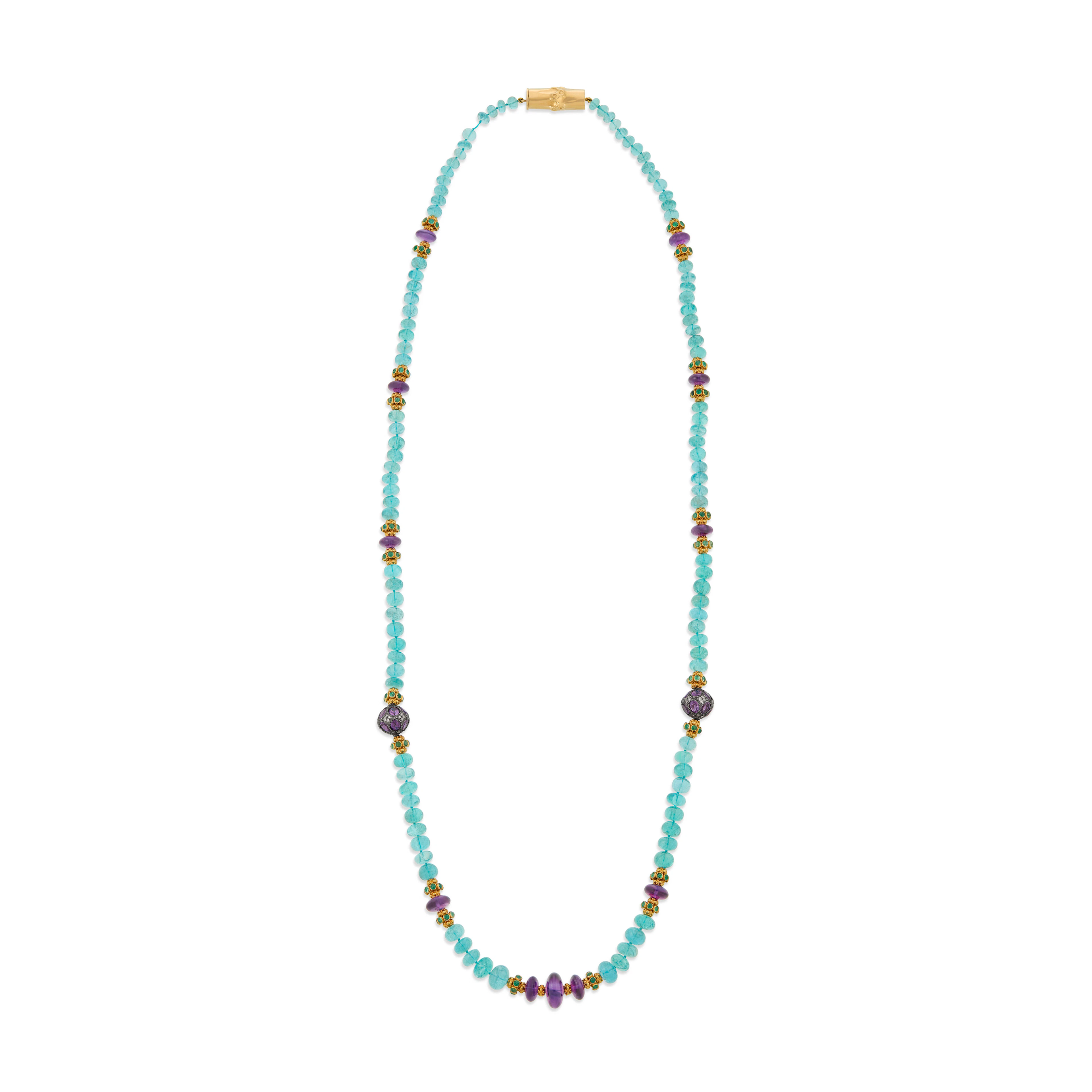 Verdura Apatite, Amethyst, Emerald and Diamond Longchain Necklace