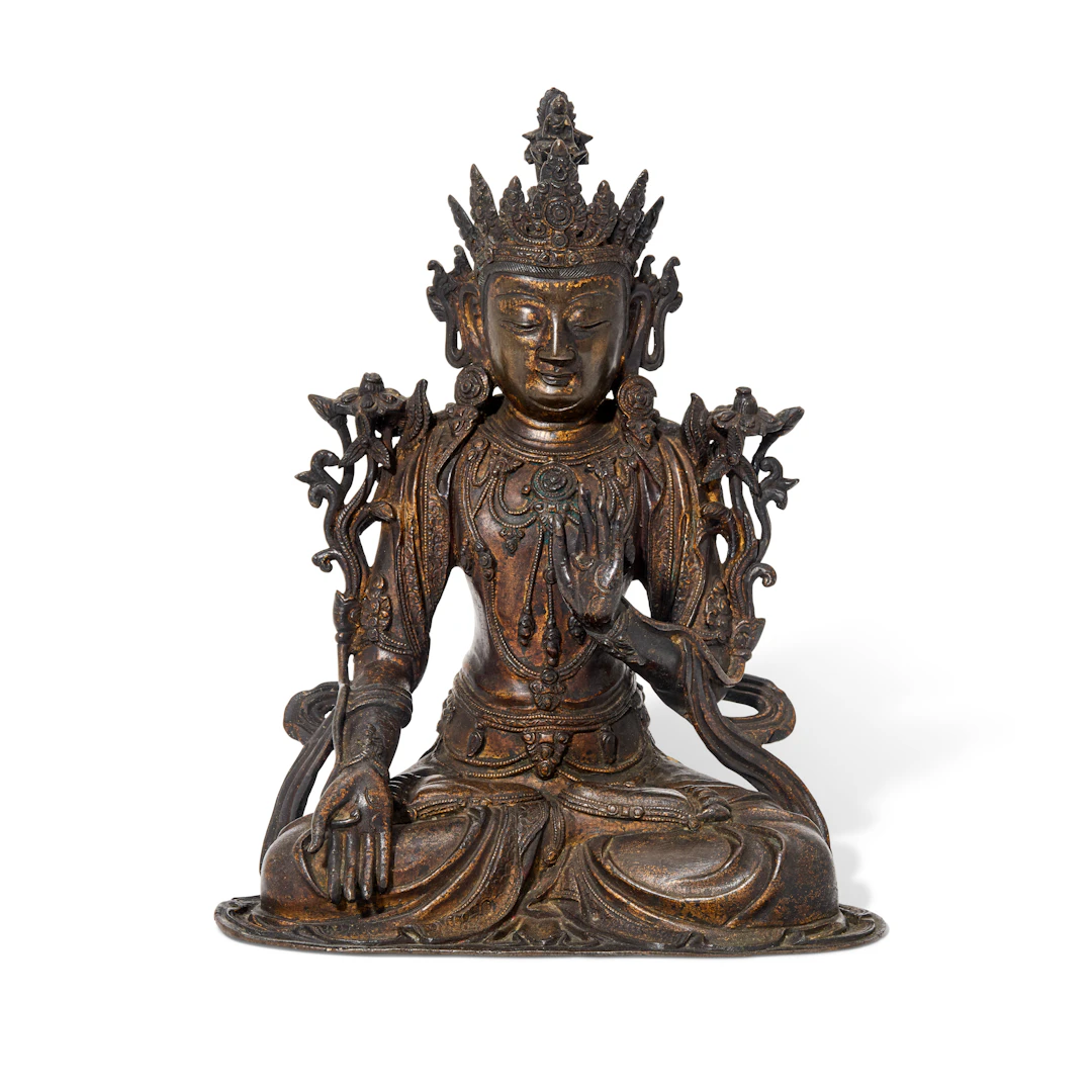 A Gilt-Lacquered Bronze Figure of Seated Avalokiteshvara