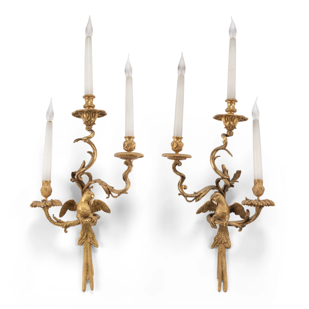 A Pair of French Ormolu Three Branch Wall Lights