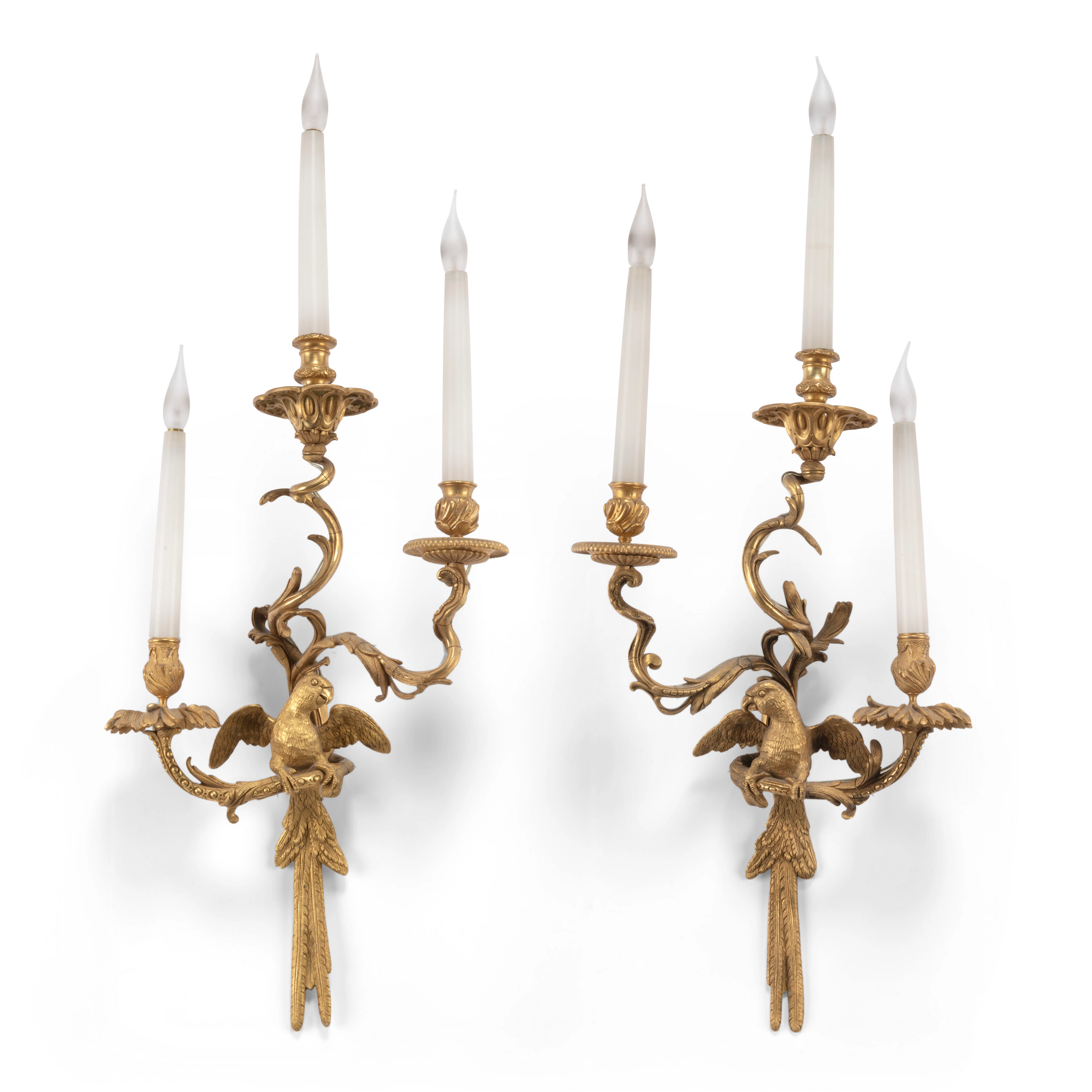 A Pair of French Ormolu Three Branch Wall Lights