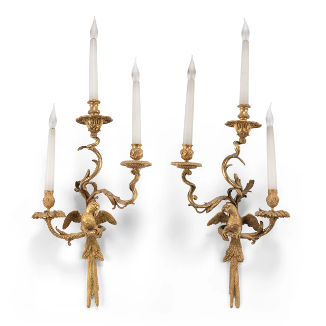 A Pair of French Ormolu Three Branch Wall Lights