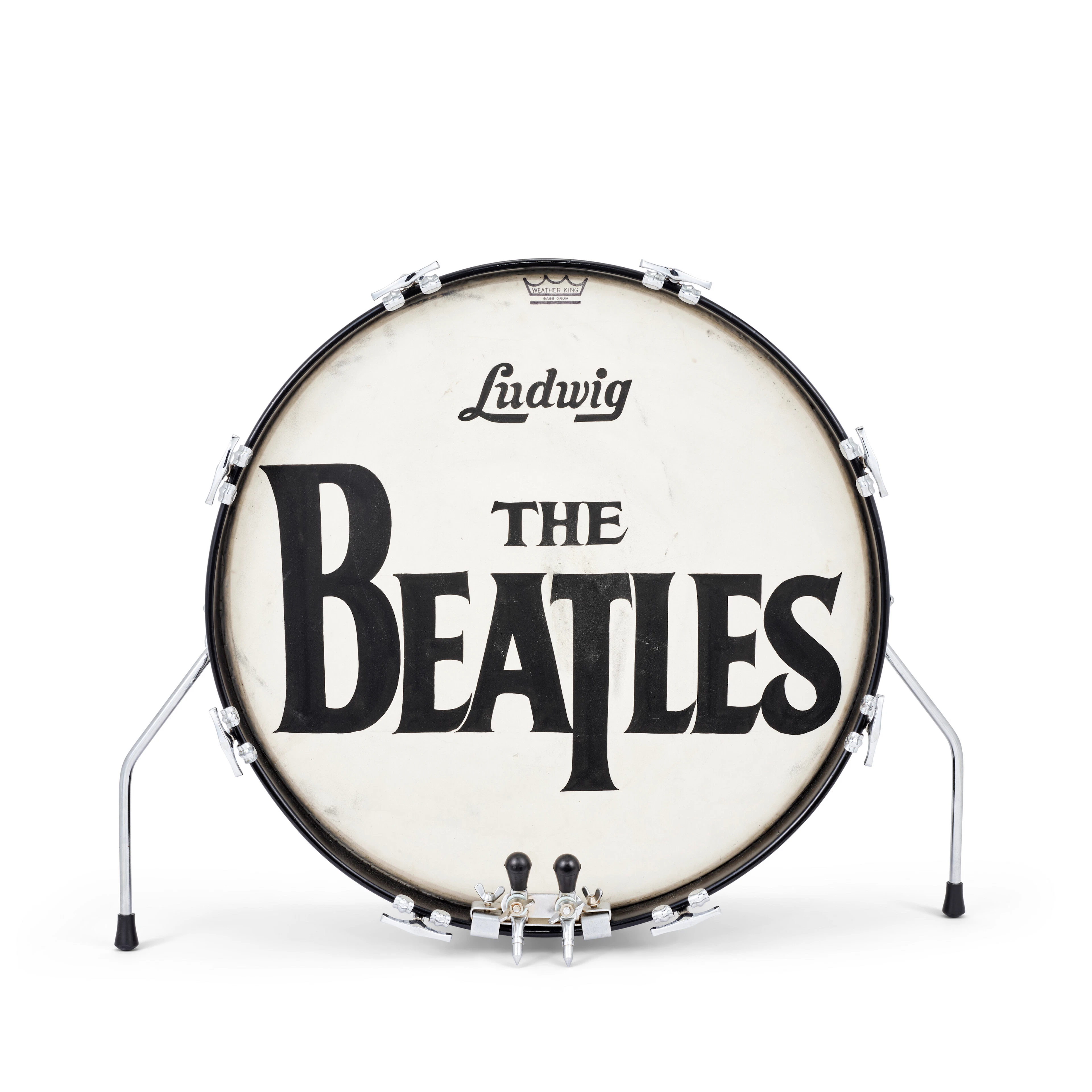 THE BEATLES: THE LOGO DRUM HEAD USED FOR THEIR HISTORIC DEBUT APPEARANCE