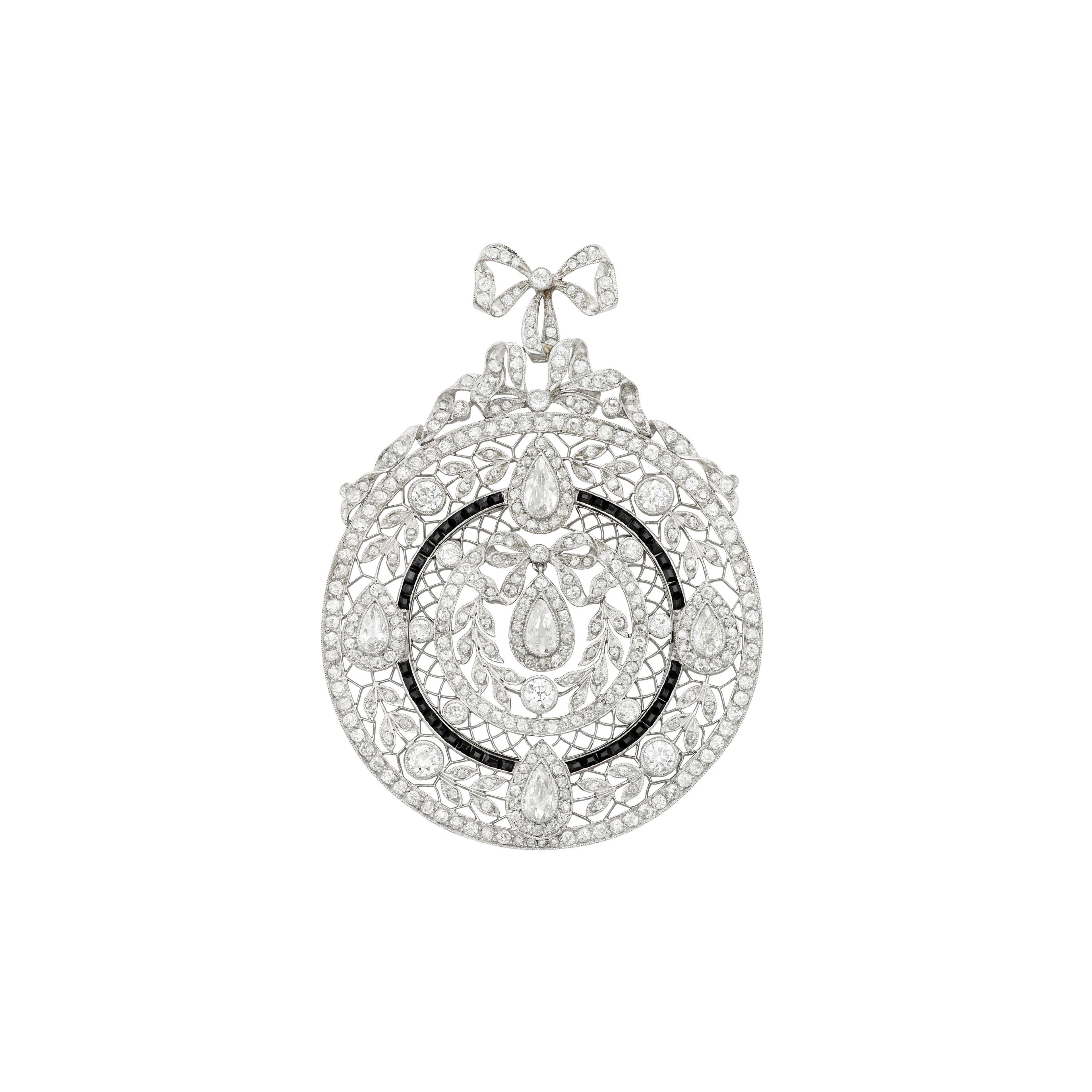 Belle Époque Diamond and Onyx Brooch