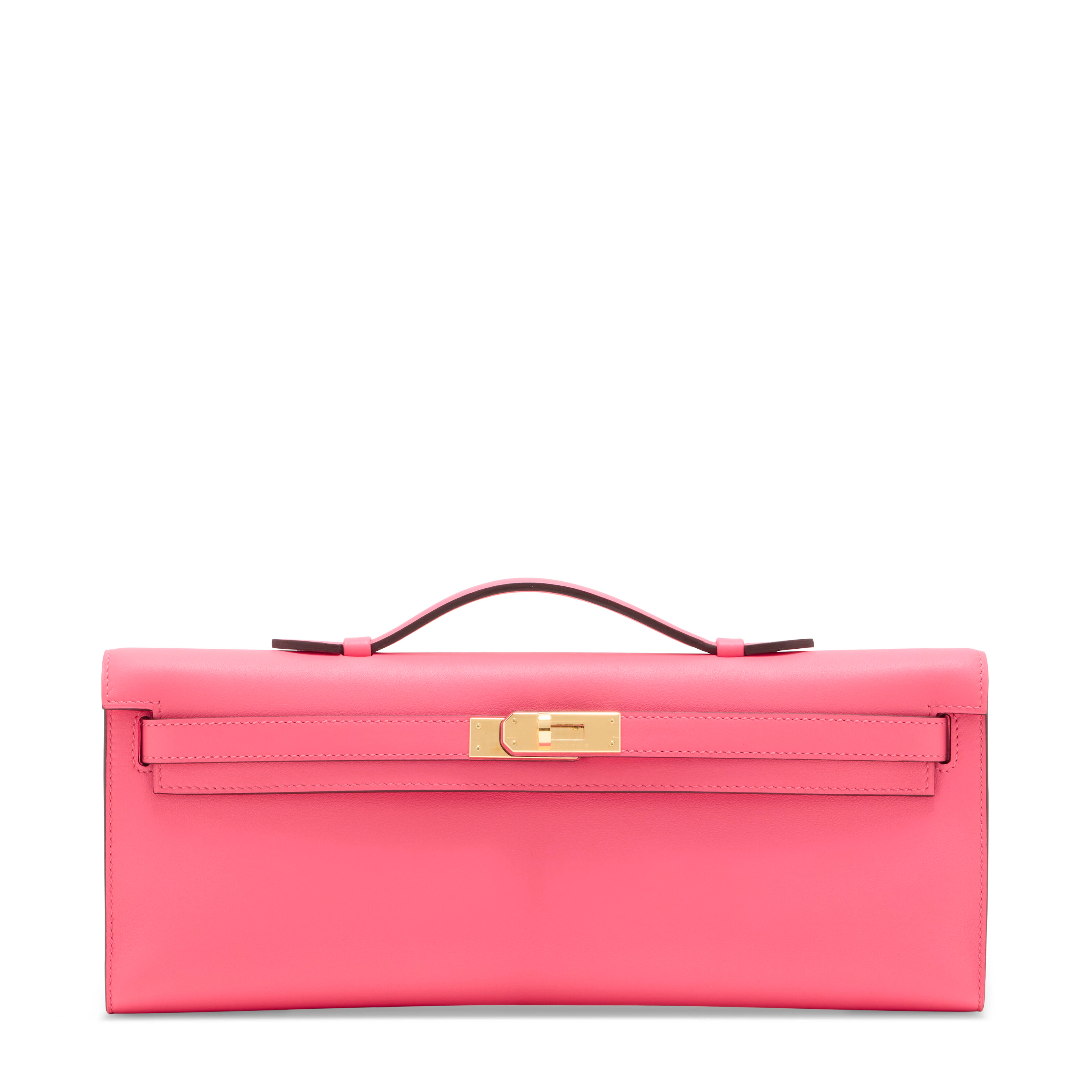 A Rose Azalée Swift Leather Kelly Cut with Gold Hardware