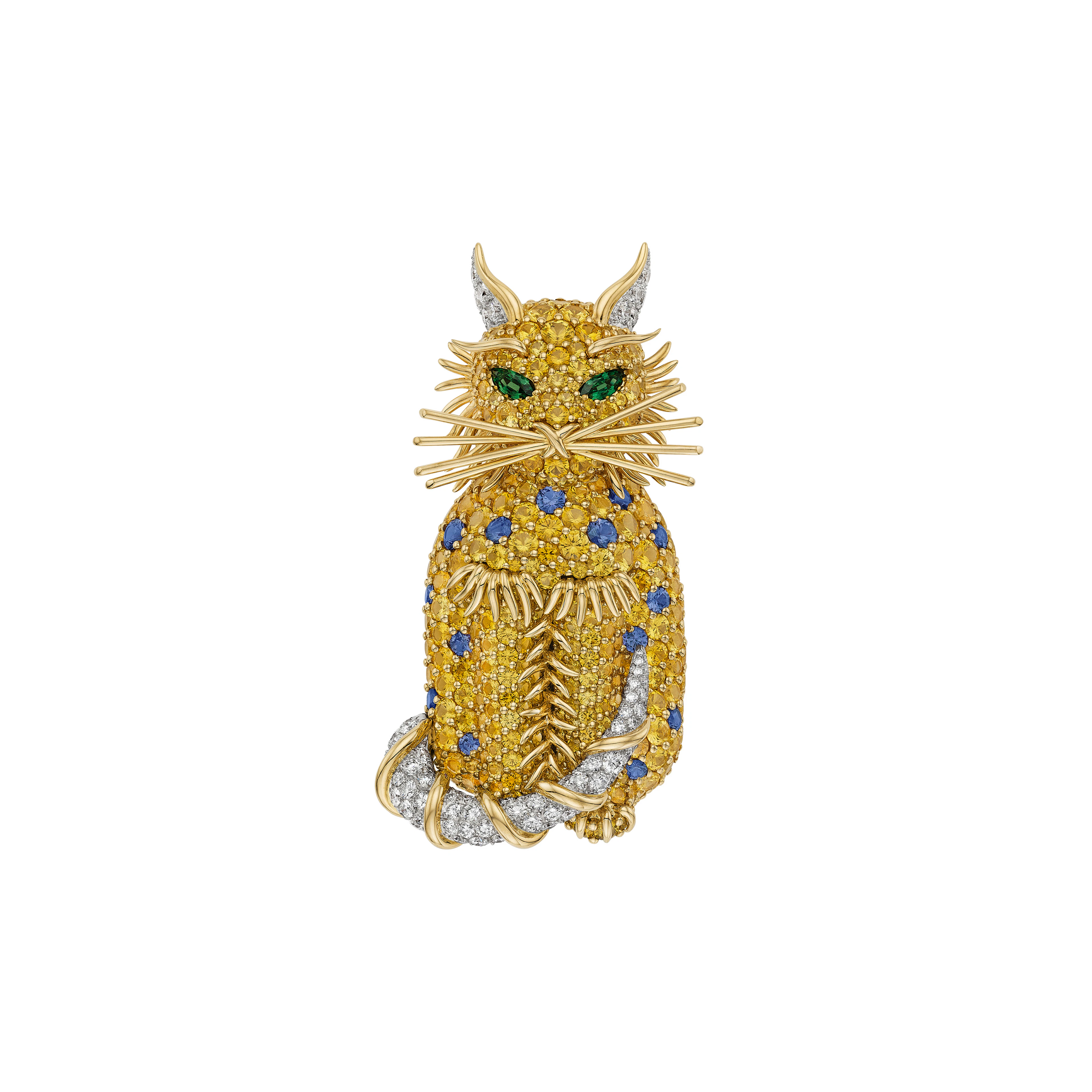 TIFFANY & CO., JEAN SCHLUMBERGER MULTI-GEM AND DIAMOND 'AFRICAN CAT' BROOCH